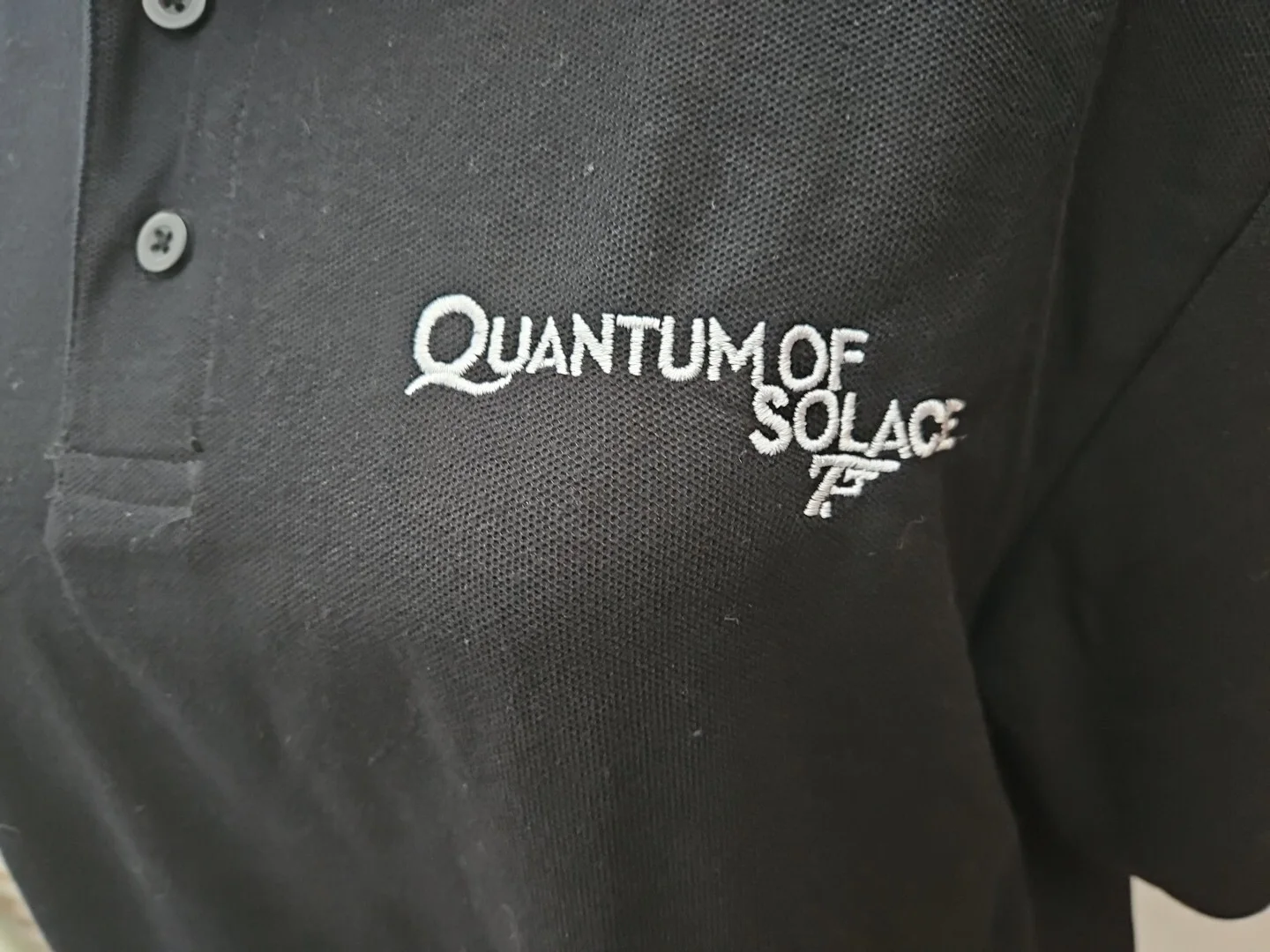 James Bond Quantum of Solace Mens Size L Black Polo Shirt Sony Film Crew Movie, изображение 3