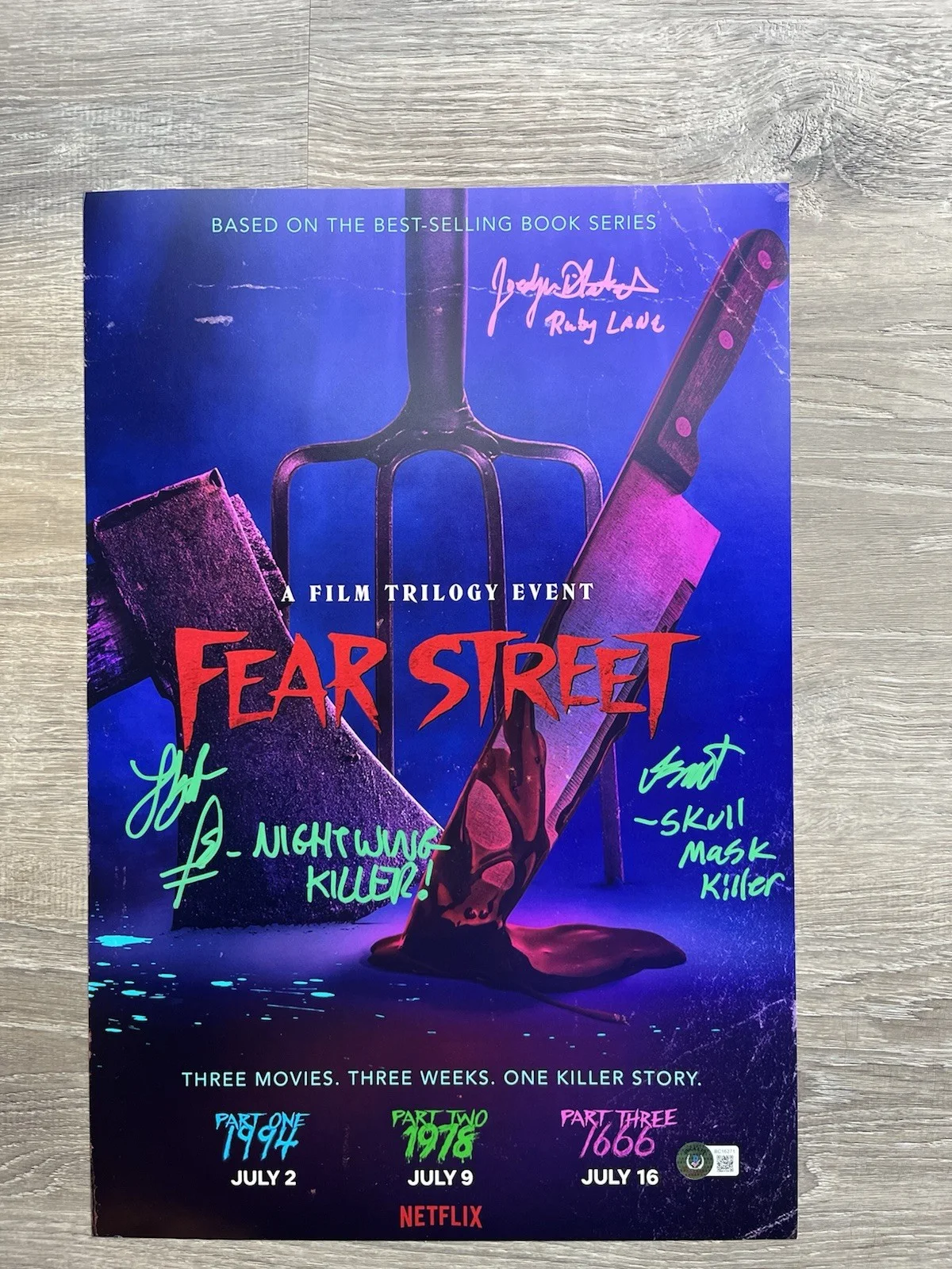 Jordyn DiNatale Noah Garrett Lloyd Pitts Signed Fear Street 12x18 Photo Beckett, изображение 2