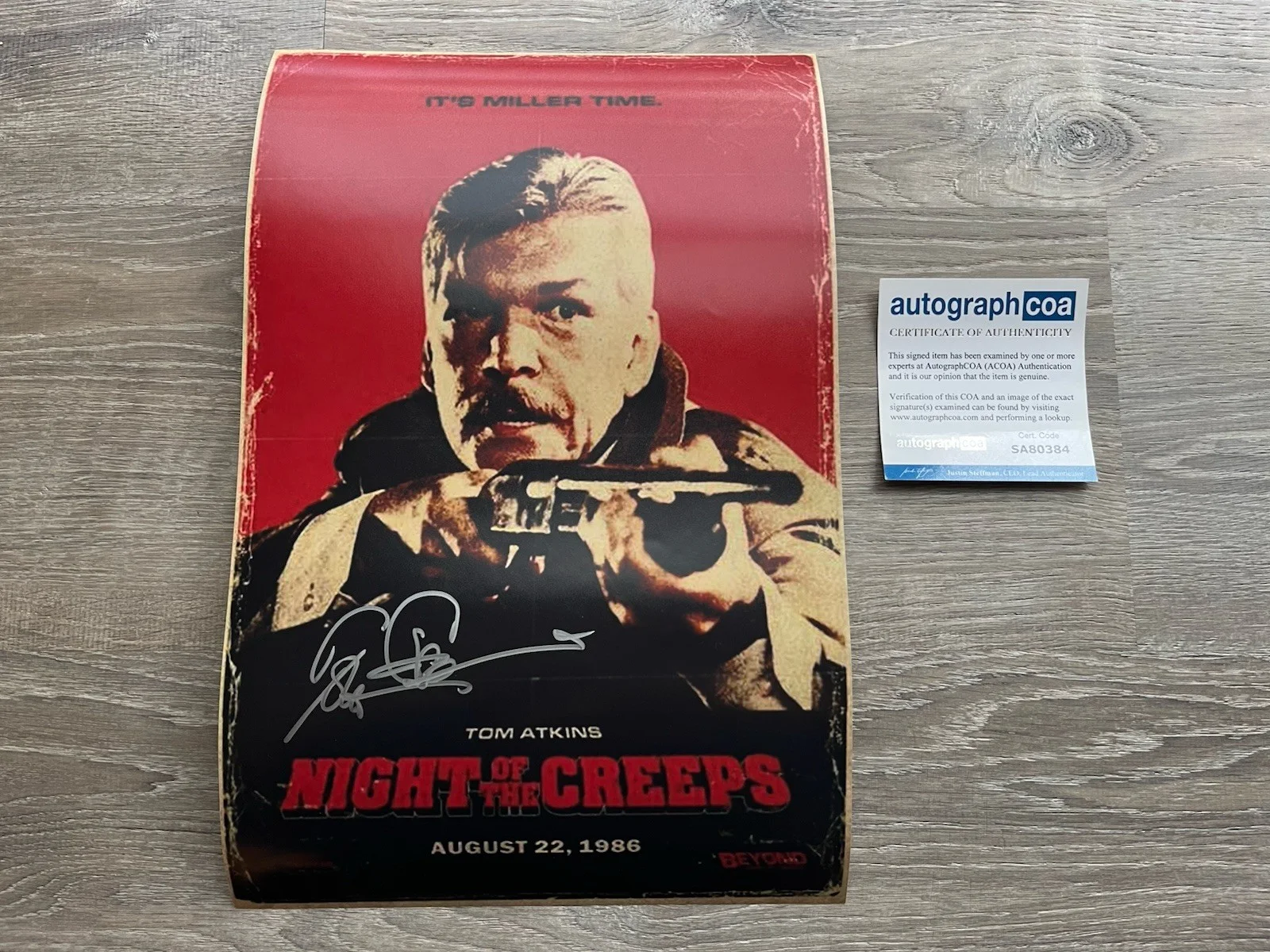 Tom Atkins — Tom Atkins Signed Night Of The Creeps 11x17 Photo ACOA COA Horror Auto