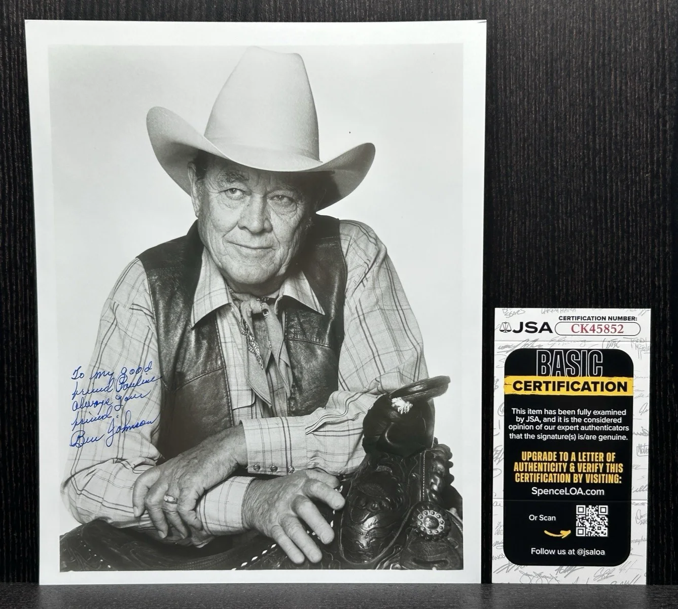 Ben Johnson — BEN JOHNSON SIGNED PHOTO Autograph JSA COA THE LAST PICTURE SHOW Academy Winner, image 2