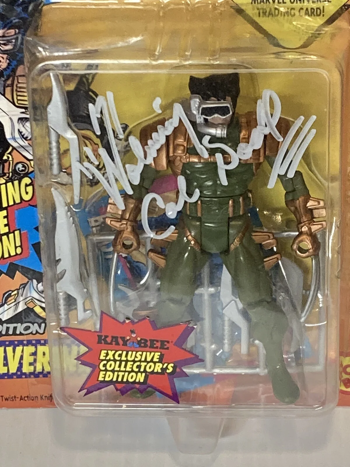 1993 Toy Biz Uncanny X-Men Wolverine Green Suit Figure Cal Dodd autographed, изображение 2