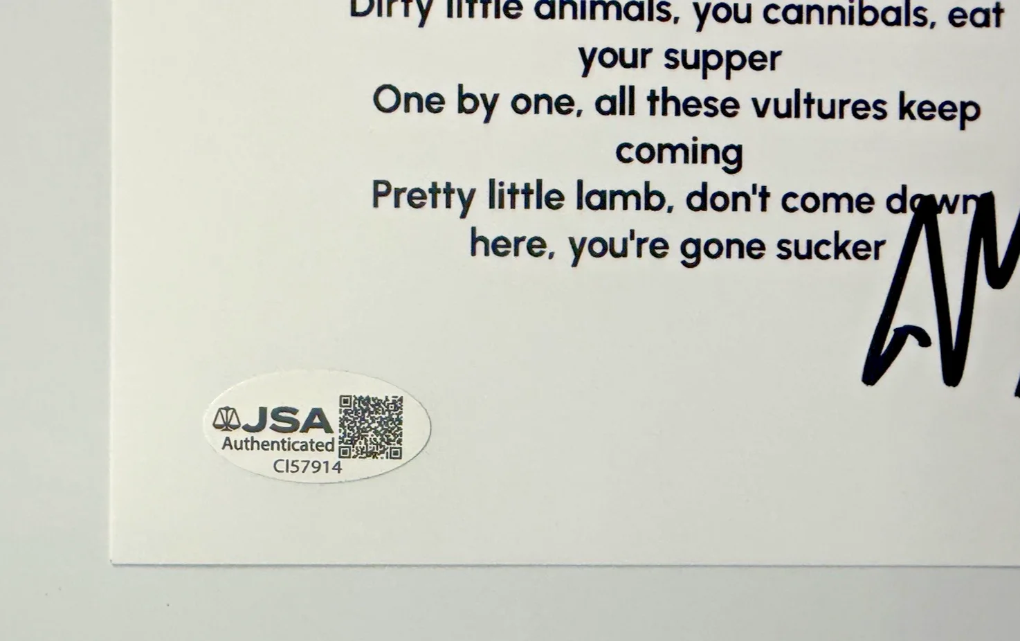 Marcus King Signed “Sucker” Lyrics Sheet 8x10 – Autographed – JSA COA (CI57914), image 2