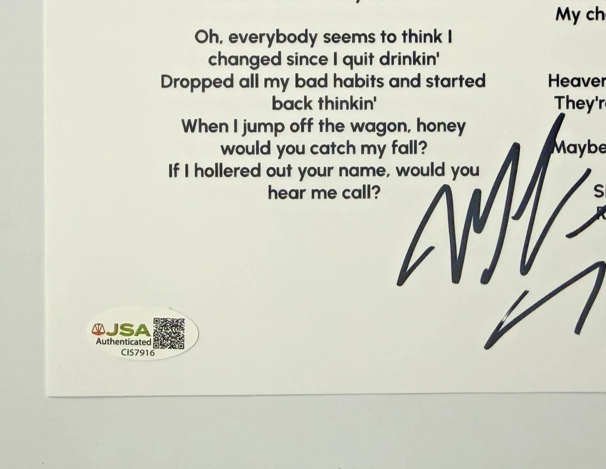Marcus King Signed “Honky Tonk Hell” Lyrics Sheet 8x10 – Autographed – JSA COA, image 3