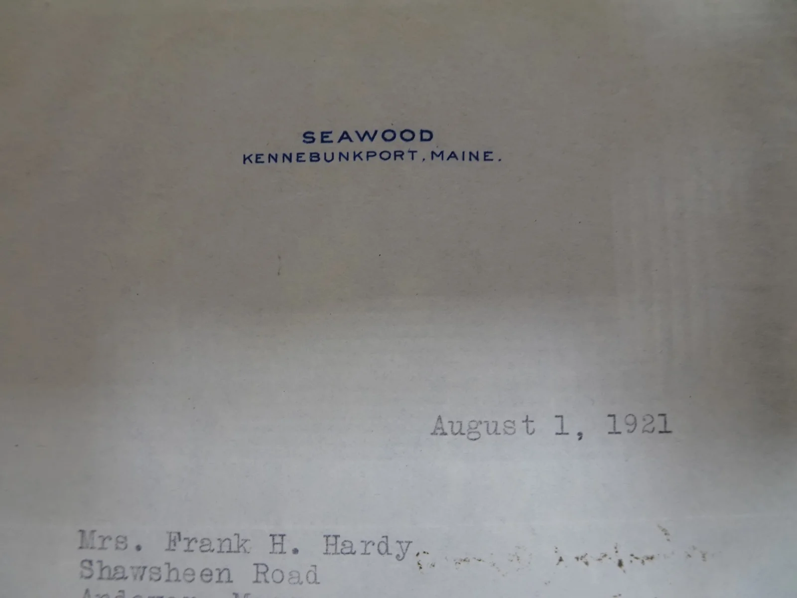 Booth Tarkington — Booth Tarkington American Novelist Autograph Letter to Mrs. Frank Hardy 8/1/1921, изображение 2