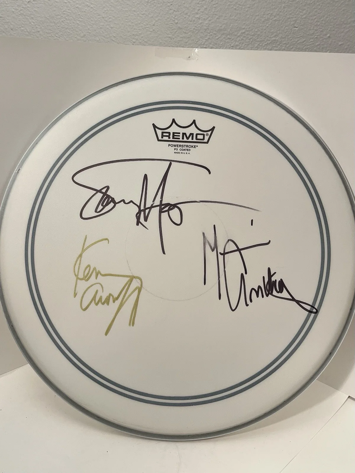 Sammy Hagar Michael Anthony Kenny Aronoff Van Halen Signed Autograph Drumhead, image 2