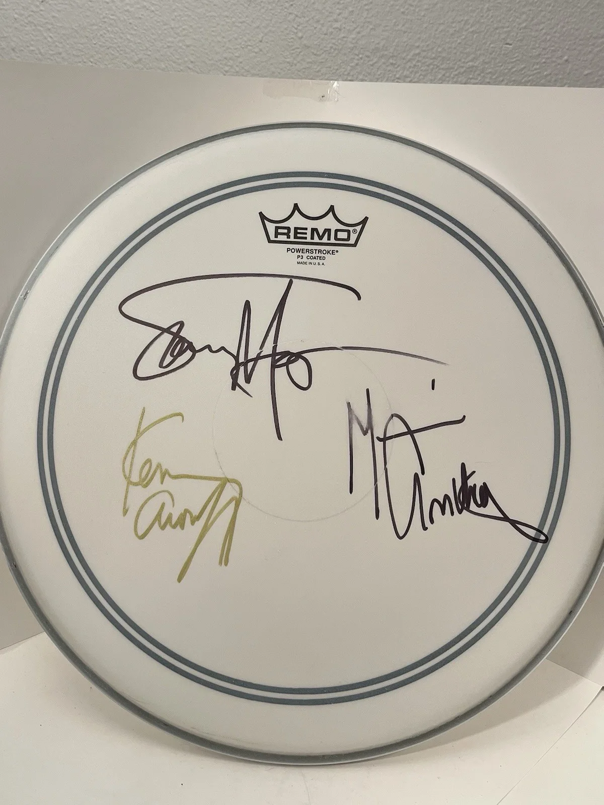 Sammy Hagar Michael Anthony Kenny Aronoff Van Halen Signed Autograph Drumhead, image 3