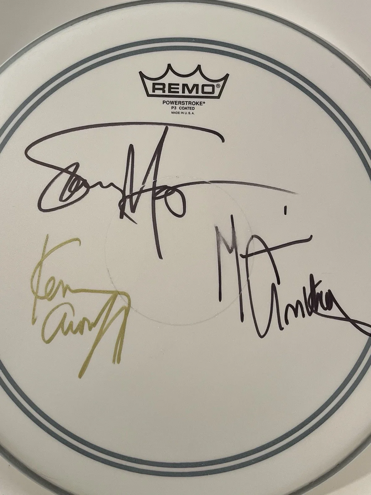 Sammy Hagar Michael Anthony Kenny Aronoff Van Halen Signed Autograph Drumhead, image 4