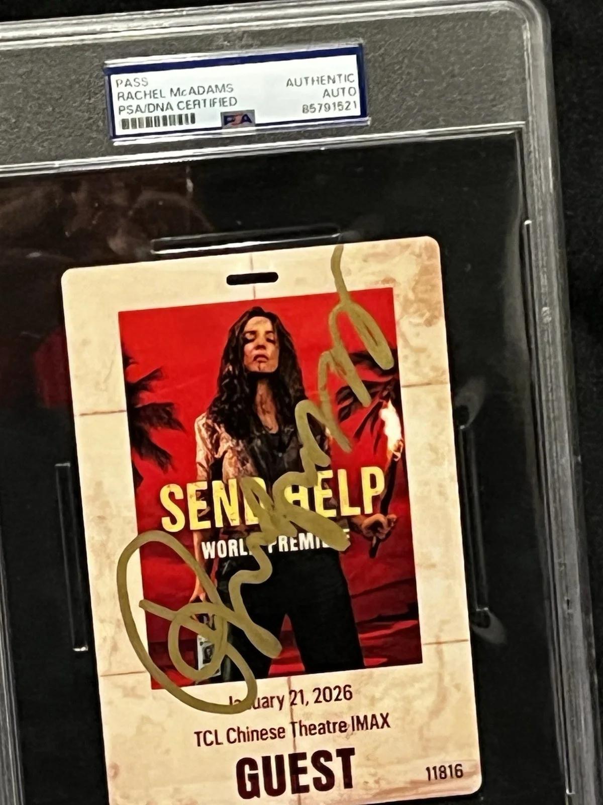 Rachel McAdams Send Help Movie Guest Pass — Rachel Mcadams Signed Autograph Guest Movie ￼Pass PSA/DNA Slabbed, image 3