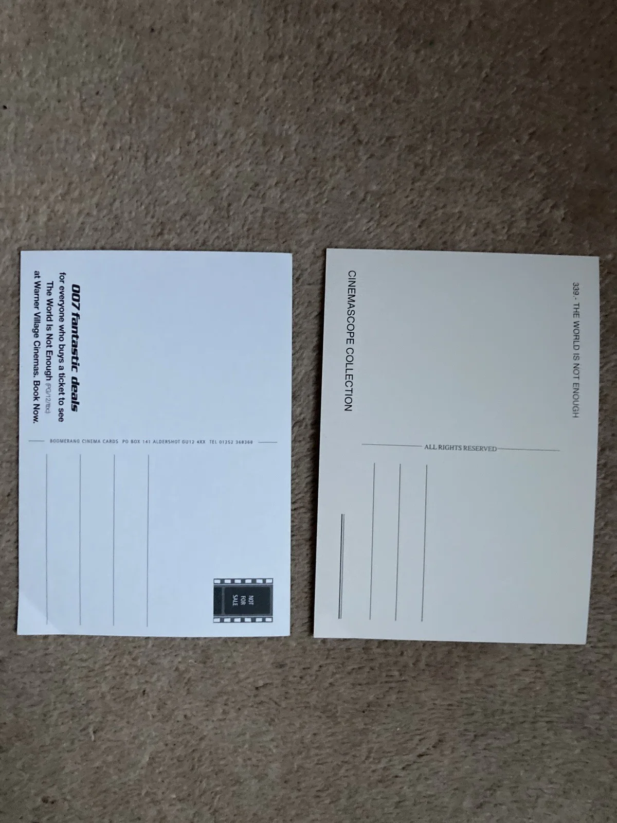 JAMES BOND 007 The World is Not Enough Set of 2 official Postcards, image 3
