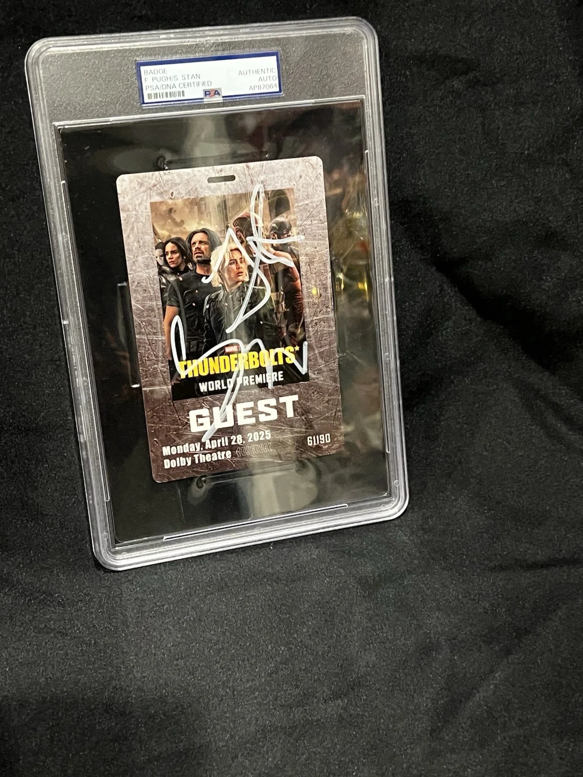 Florence Pugh, Sebastian Stan — Florence Pugh, Sebastian Stan Signed Marvel Thunderbolts Guest Pass PSA Slabbed, image 3