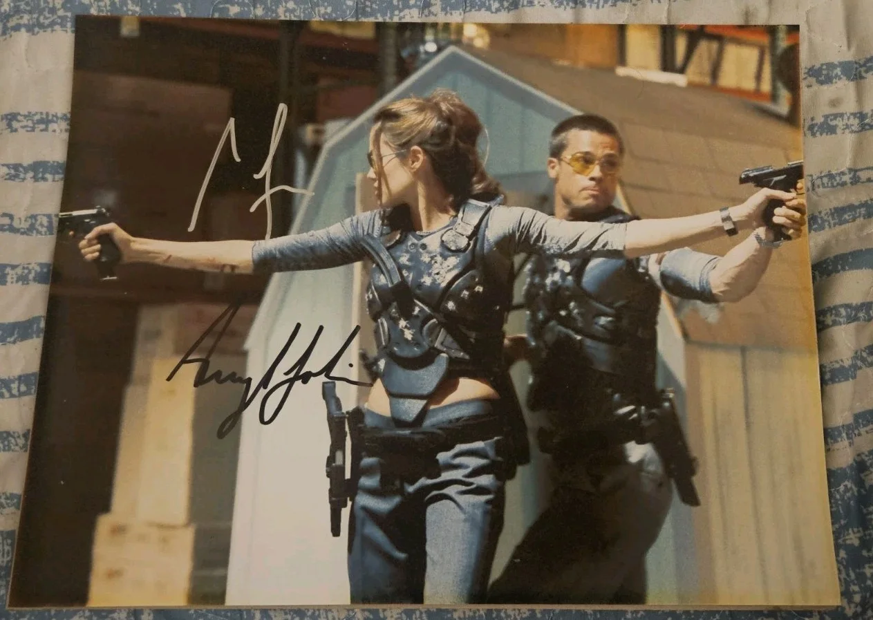 Angelina Jolie & Brad Pitt — Angelina Jolie & Brad Pitt Signed Autograph 8.5x11 Photo Mr. & Mrs. Smith W/COA
