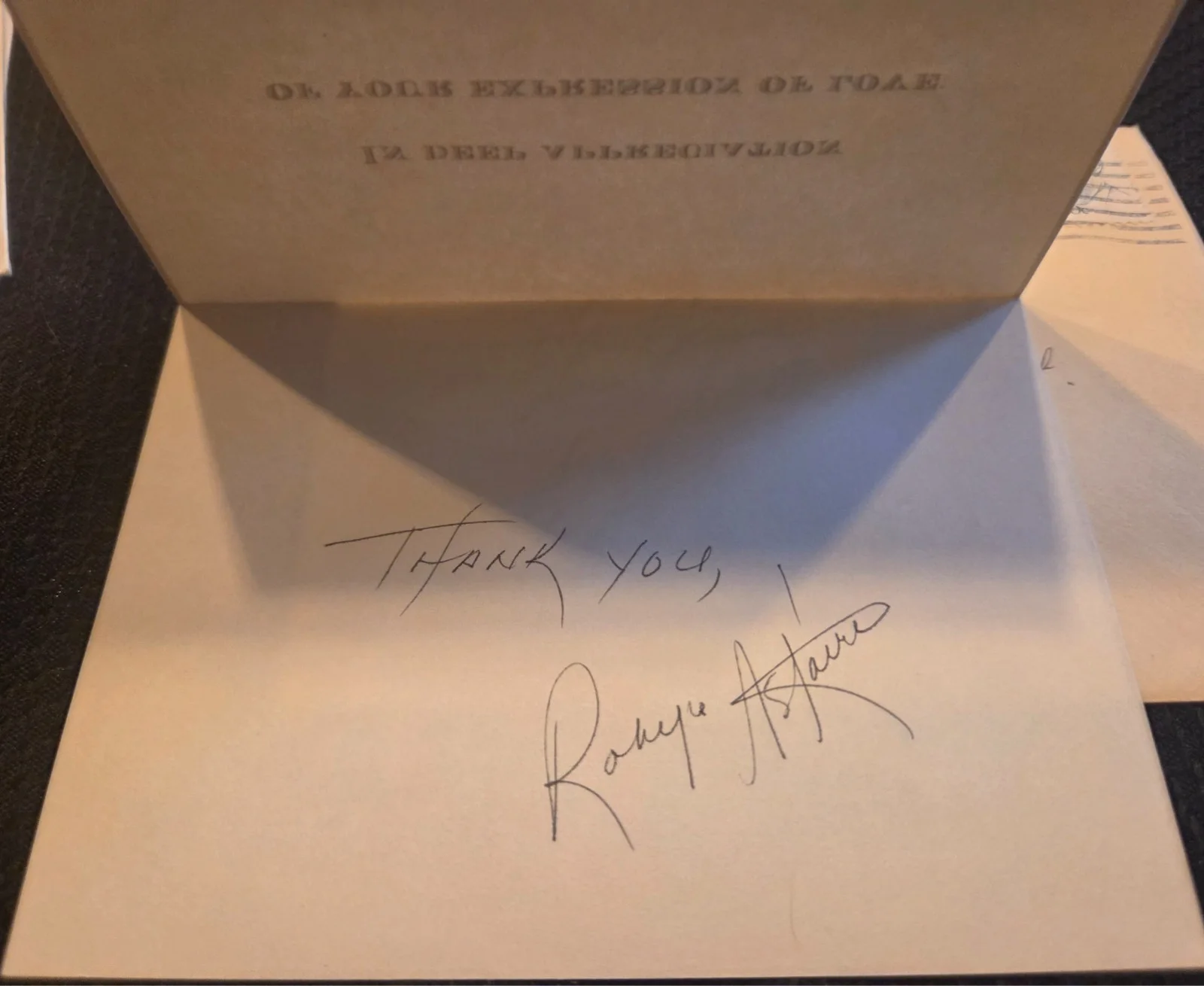 Fred Astaire — Fred Astaire Condolence Card Signed By Widow Robyn EXTREMELY RARE! 1987 Death, изображение 2