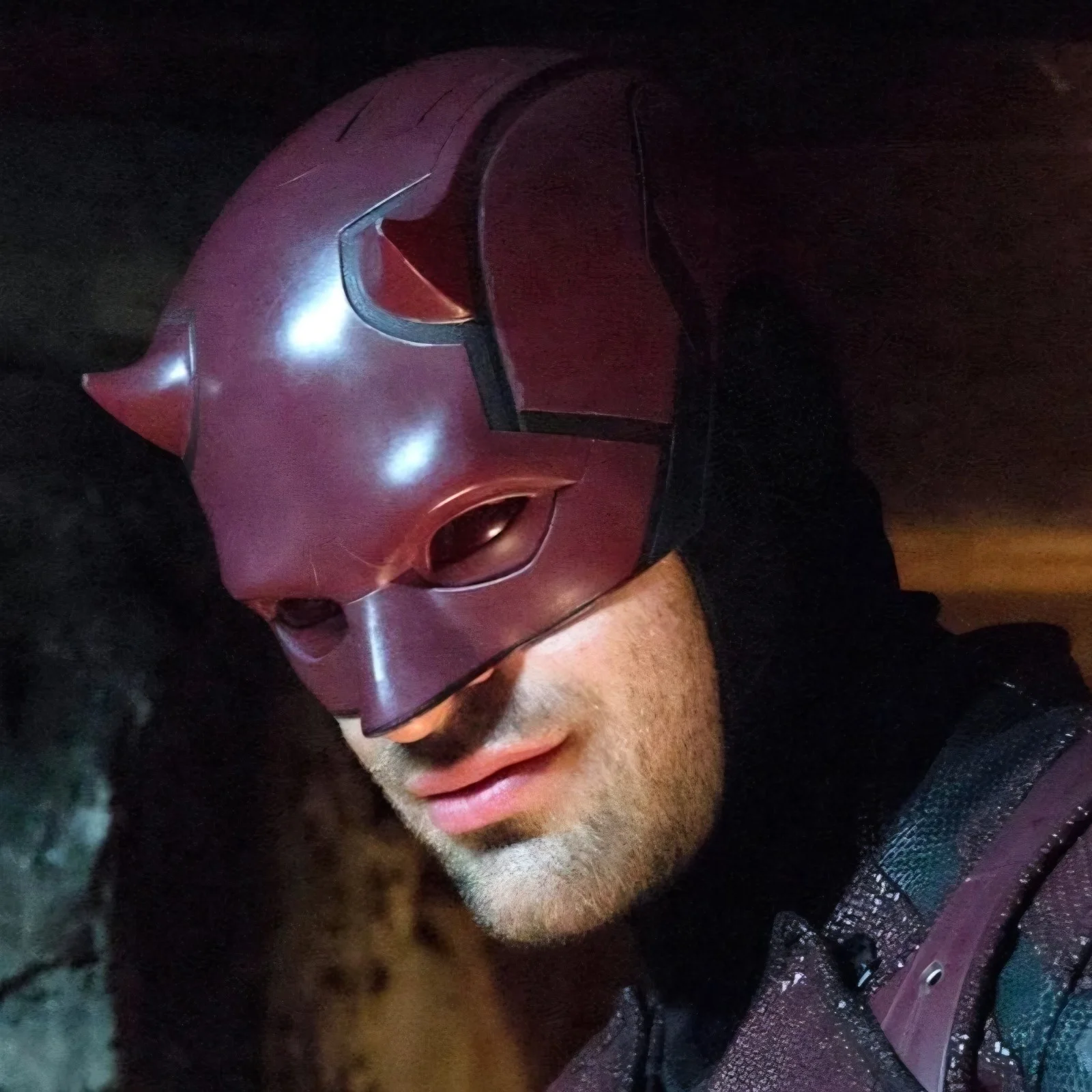Charlie Cox — Charlie Cox /Deborah Ann Woll 2x Signed Daredevil Cowl Helmet Marvel JSA COA, image 2