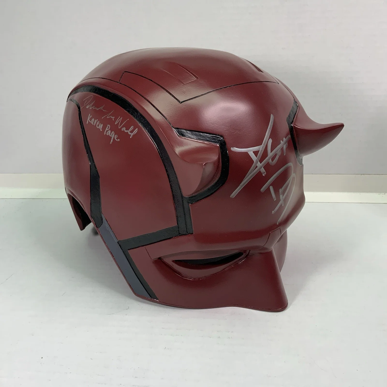 Charlie Cox — Charlie Cox /Deborah Ann Woll 2x Signed Daredevil Cowl Helmet Marvel JSA COA, image 3
