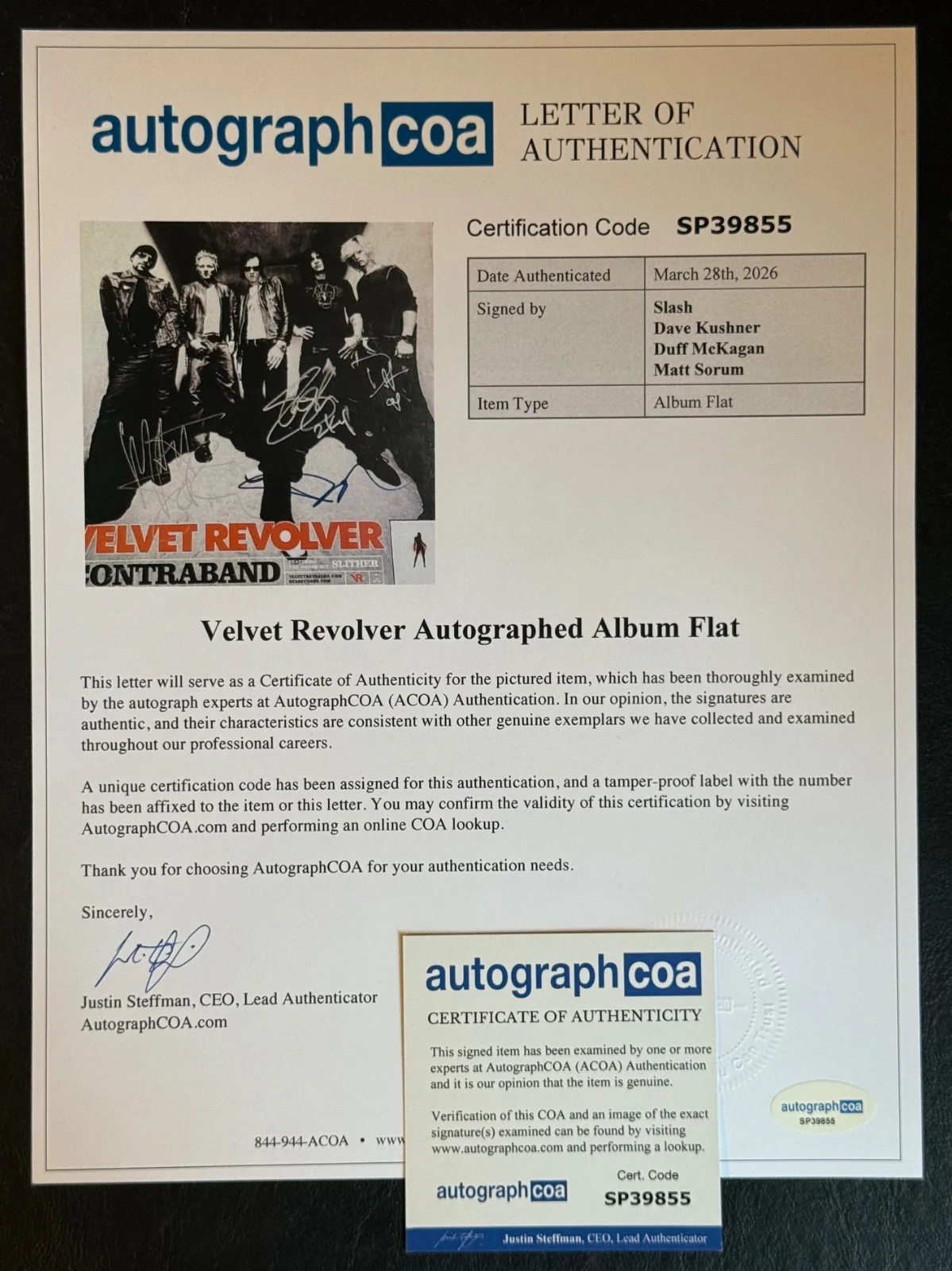 Velvet Revolver Autographed Signed 12” Album Flat Slash Matt Dave Duff GNR ACOA, изображение 2