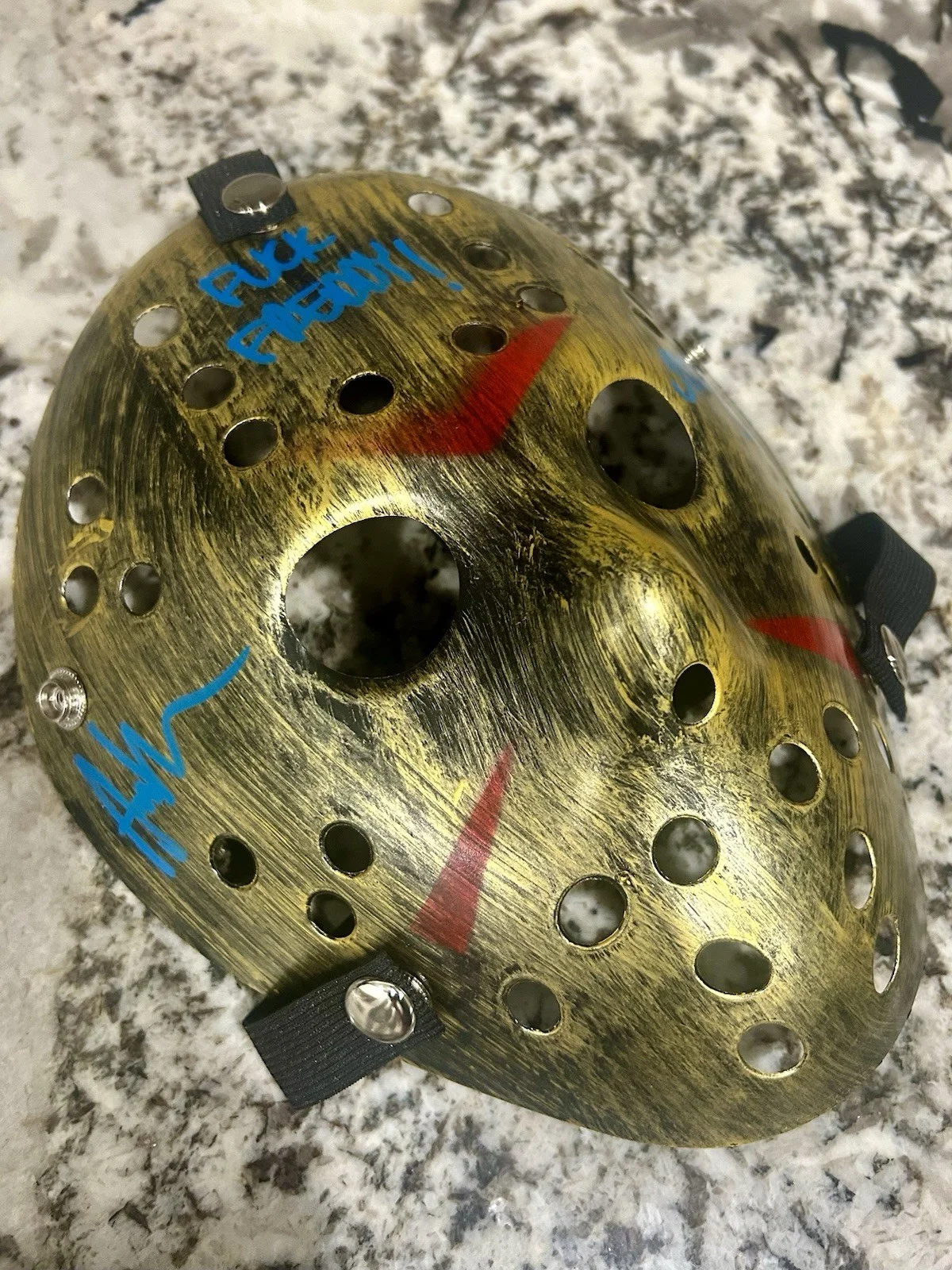 Ari Lehman Jason 1 Signed Mask “F**K Freddy!” Beckett COA W/Headstrap, image 2