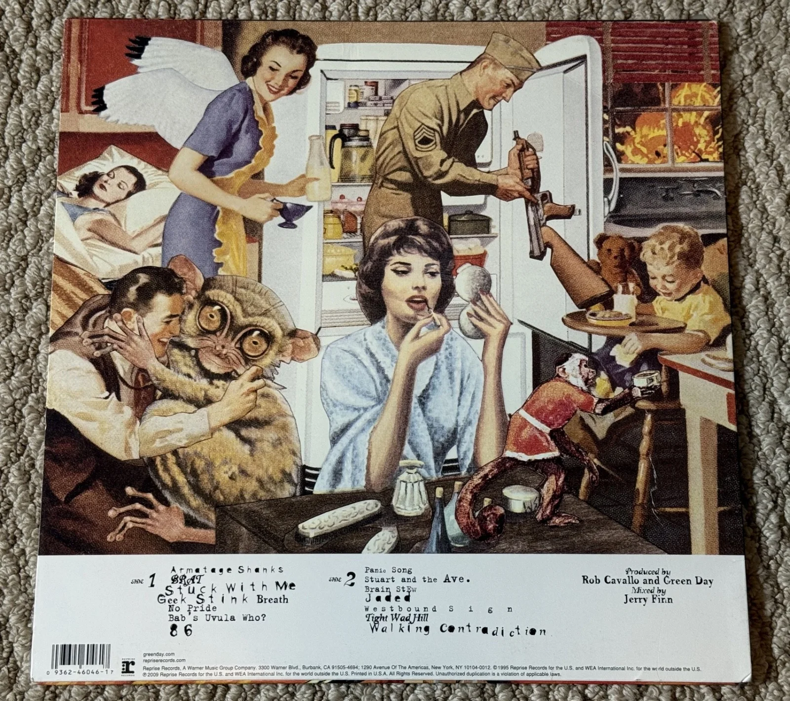 Billie Joe Armstrong Tre Cool Mike Dirnt SIGNED Auto Insomniac Green Day LP ACOA, image 4