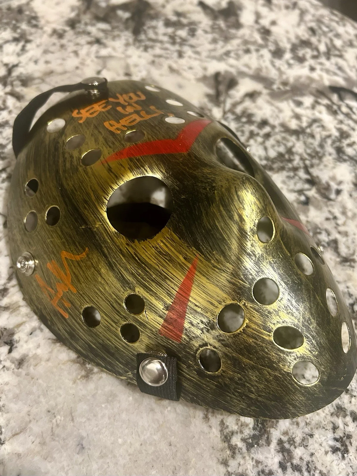 Ari Lehman Signed Jason 1 Mask “See You In Hell” Beckett COA W/Headstrap, image 2