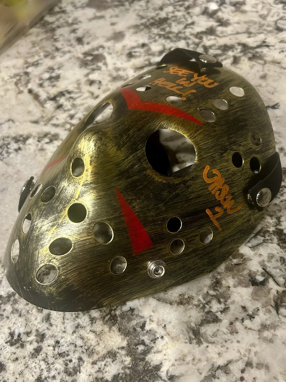 Ari Lehman Signed Jason 1 Mask “See You In Hell” Beckett COA W/Headstrap, image 3