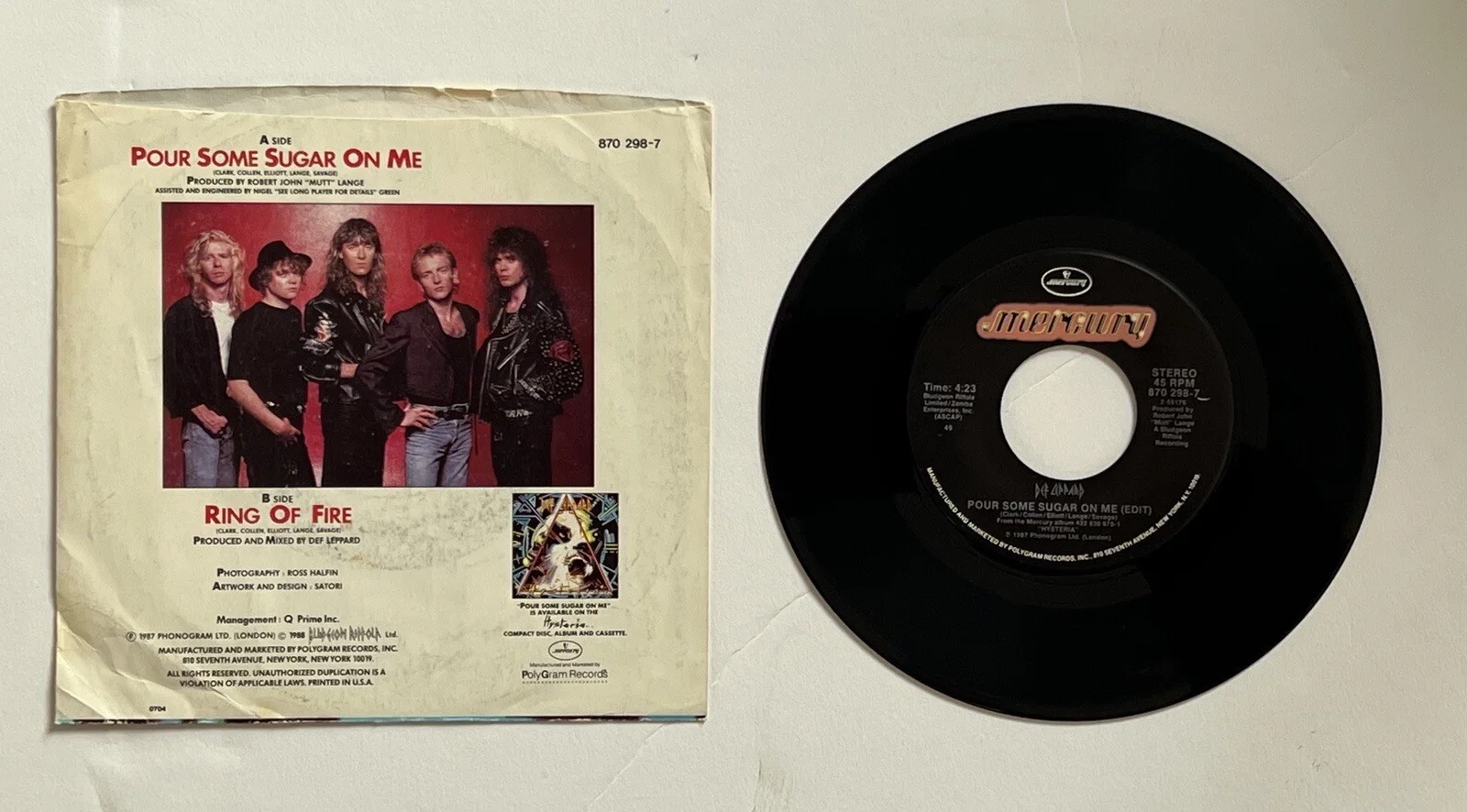 Def Leppard SIGNED 7” Record Joe Elliott Rick Allen Savage Phil Collen w ACOA, изображение 3