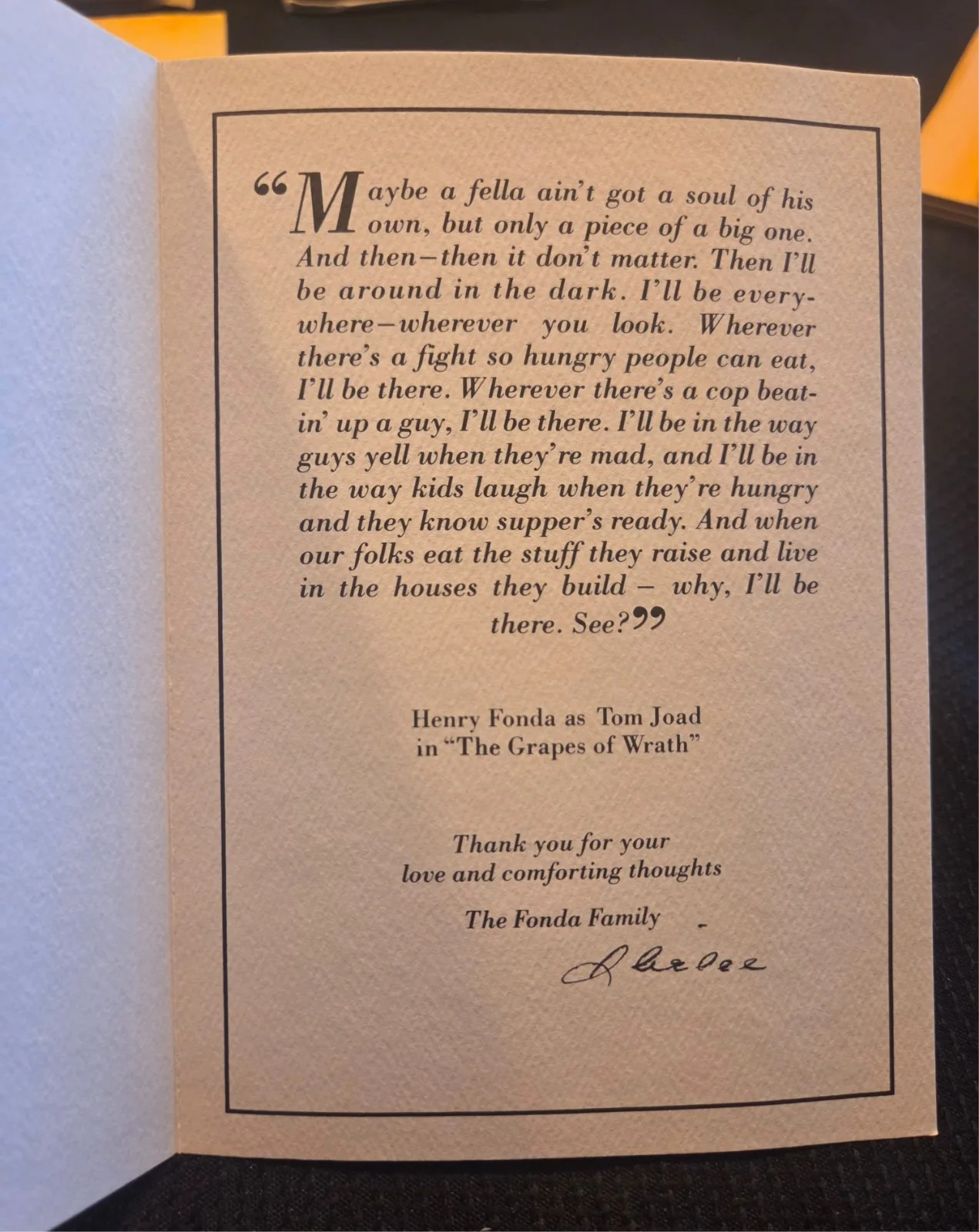 Sheree Fonda — Henry Fonda Funeral Condolence Card Signed By Wife Sheree Fonda EXTREMELY RARE!, изображение 3