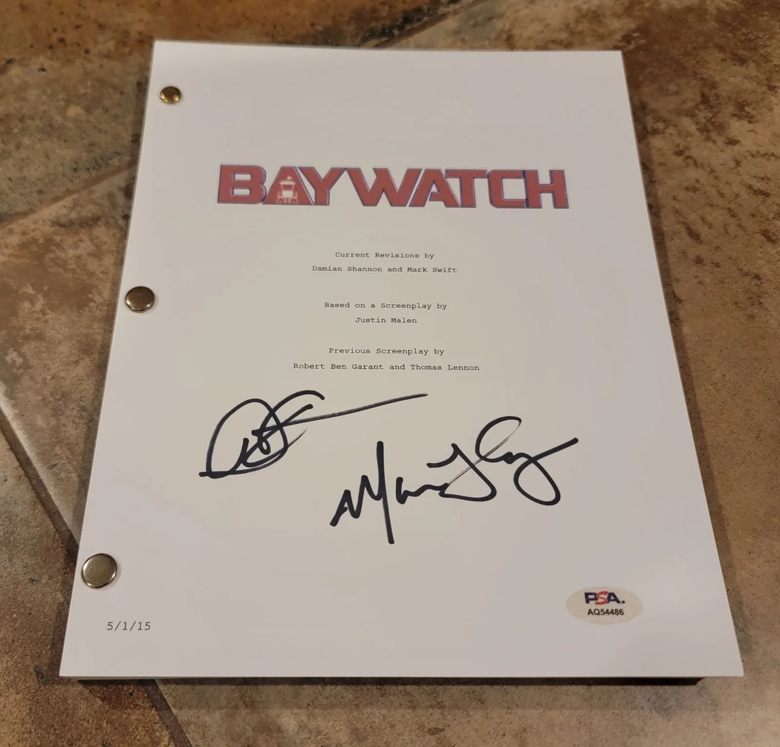 Damian Shannon, Mark Swift — Damian Shannon Mark Swift signed Baywatch script full 117 pages PSA DNA cast