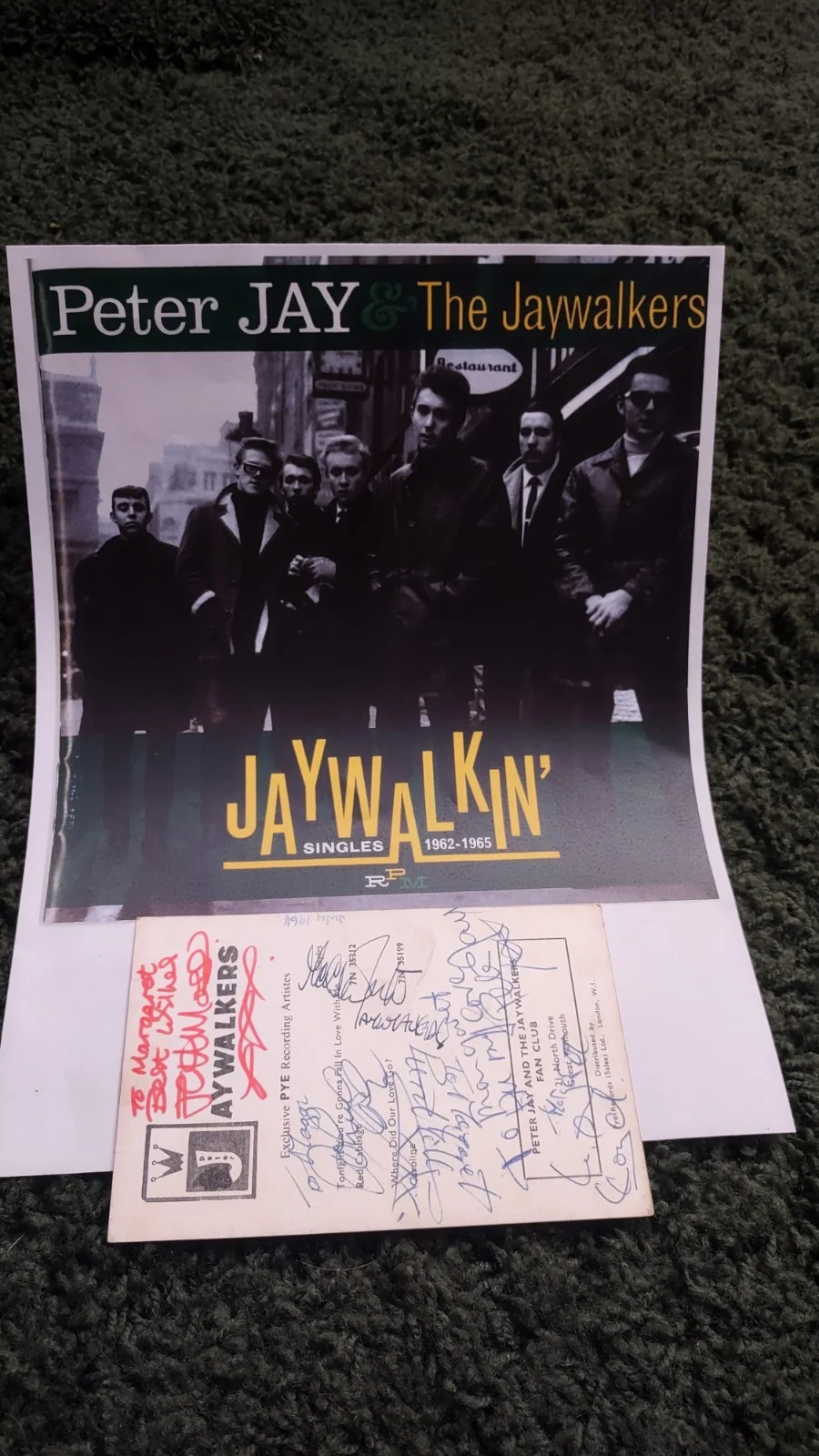 Peter Jay & The Jaywalkers - Promo Post Card Signed By All 6 Members, изображение 2