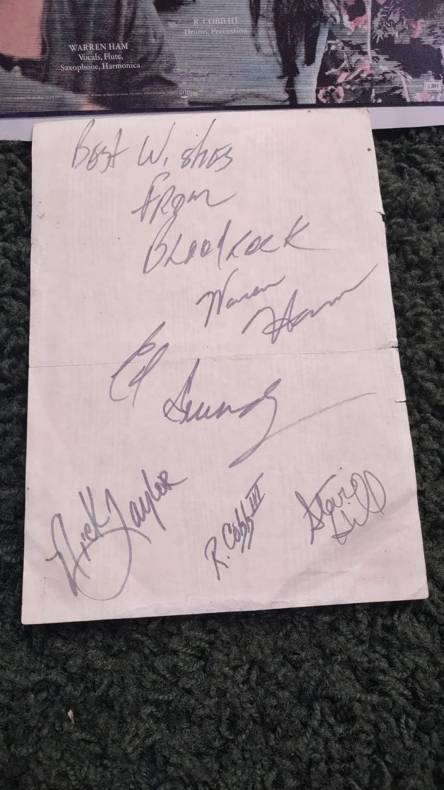 Bloodrock - Texas Rockers - Signed By All 5 Members On A 5 X 7 Paper Cut, image 2