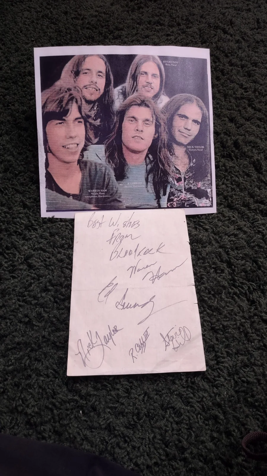 Bloodrock - Texas Rockers - Signed By All 5 Members On A 5 X 7 Paper Cut, image 3