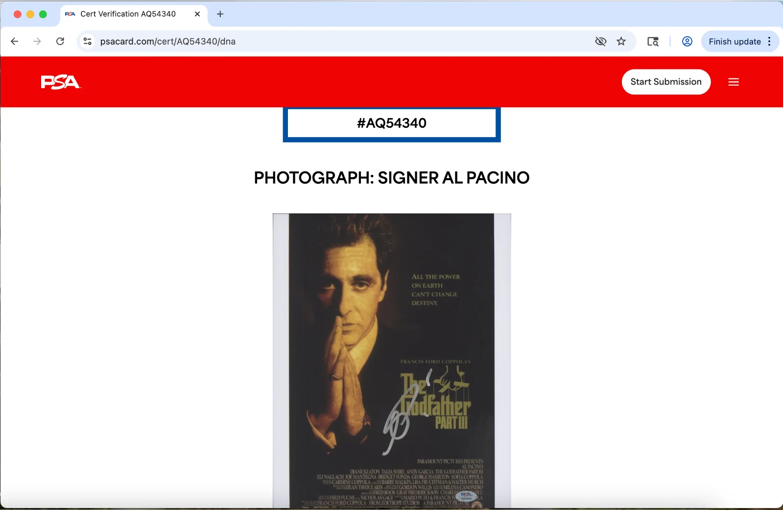 Al Pacino — Al Pacino signed 11x14 photo autograph PSA DNA The Godfather Part III 3, изображение 3