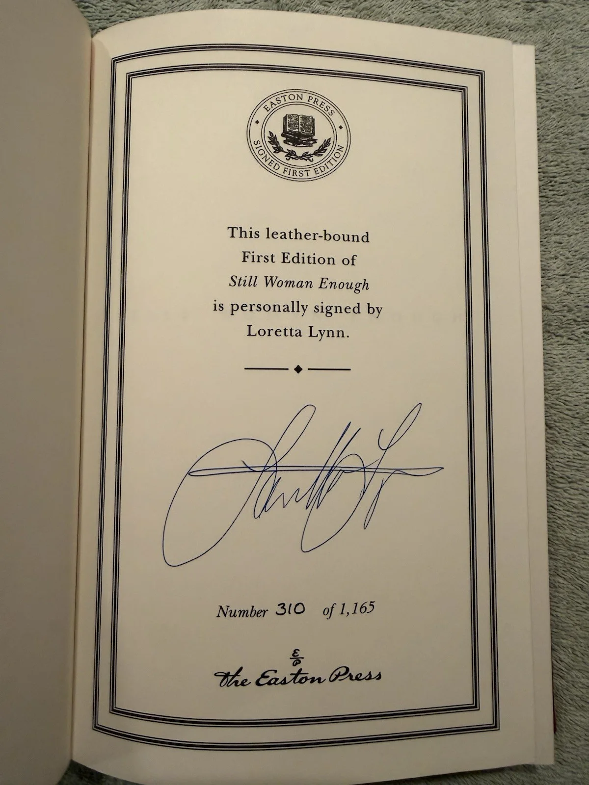 Still Woman Enough - Loretta Lynn SIGNED FIRST EDITION Easton Press #310/1165, изображение 3