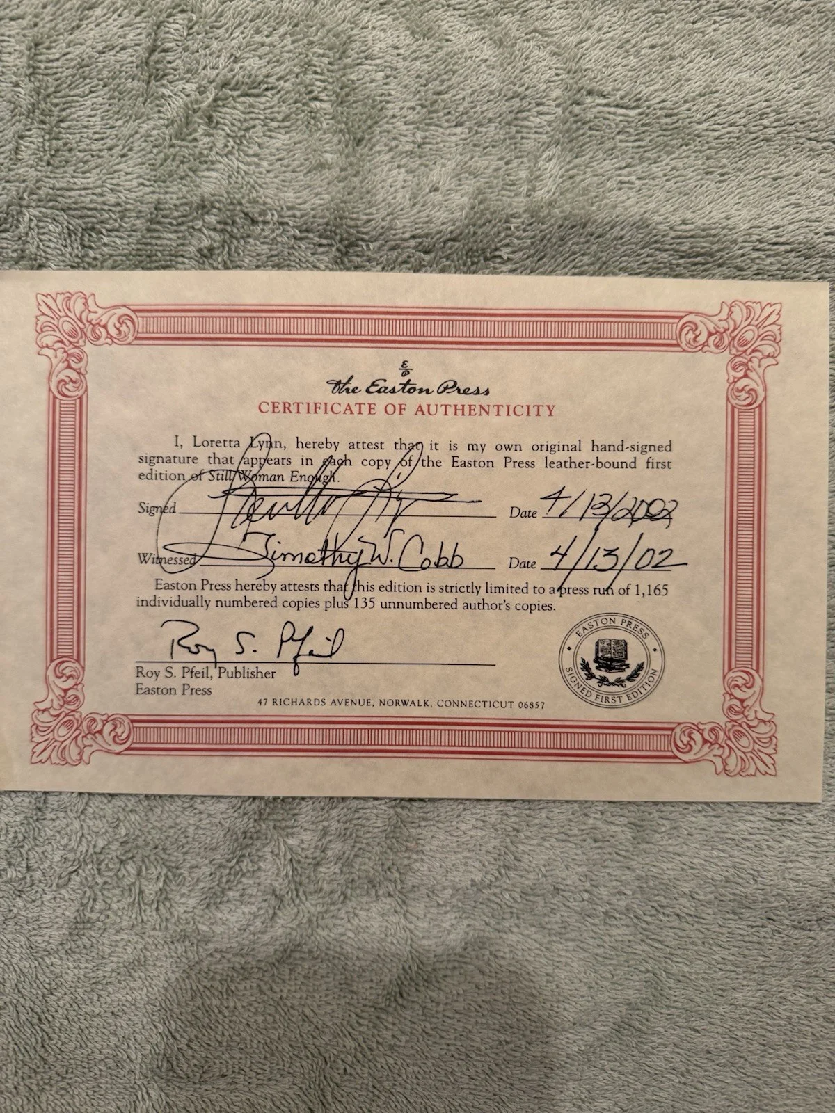 Still Woman Enough - Loretta Lynn SIGNED FIRST EDITION Easton Press #310/1165, изображение 4