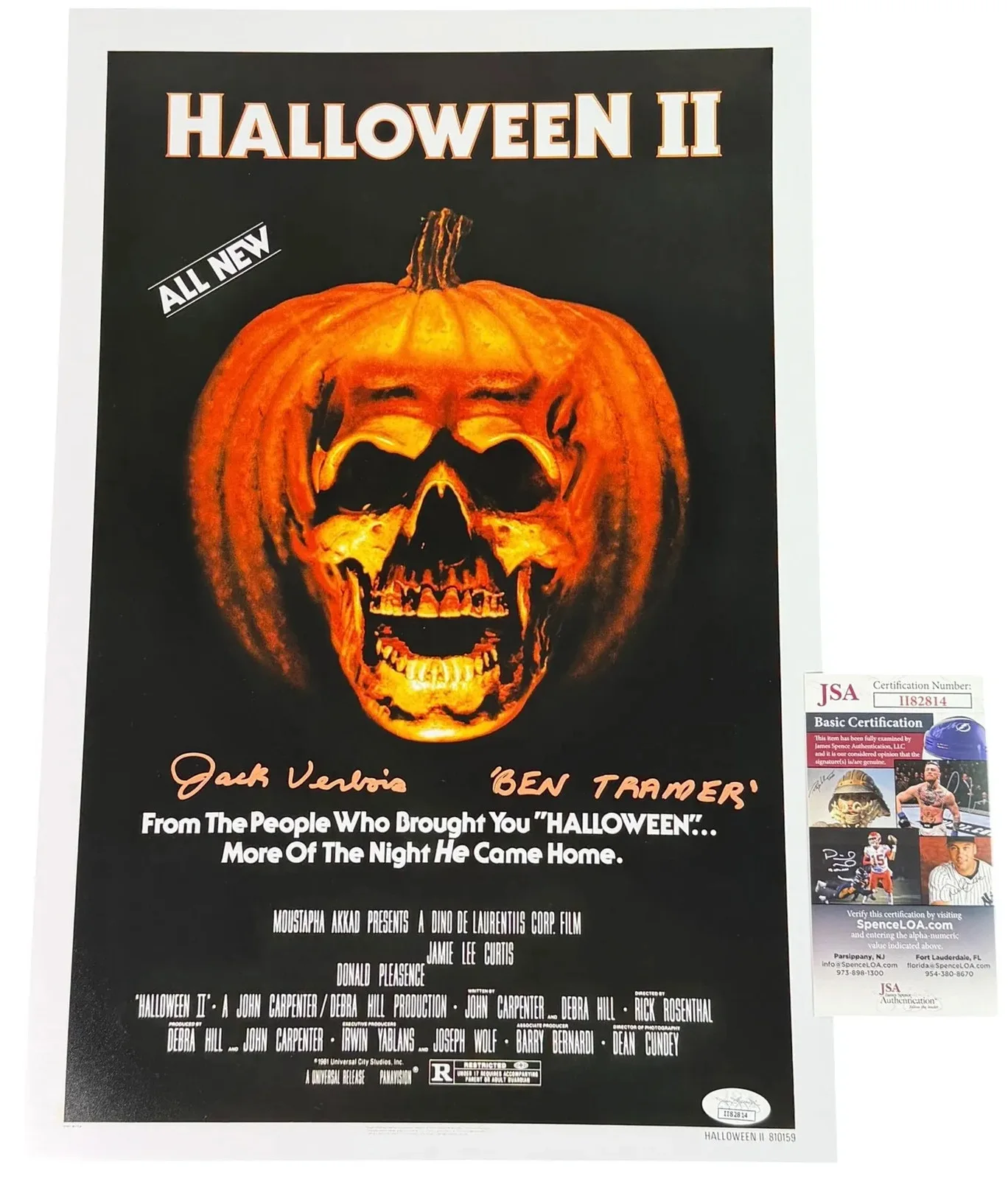 Jack Verbois — Jack Verbois signed 12x18 Poster Ben Tramer Halloween II JSA Authentication