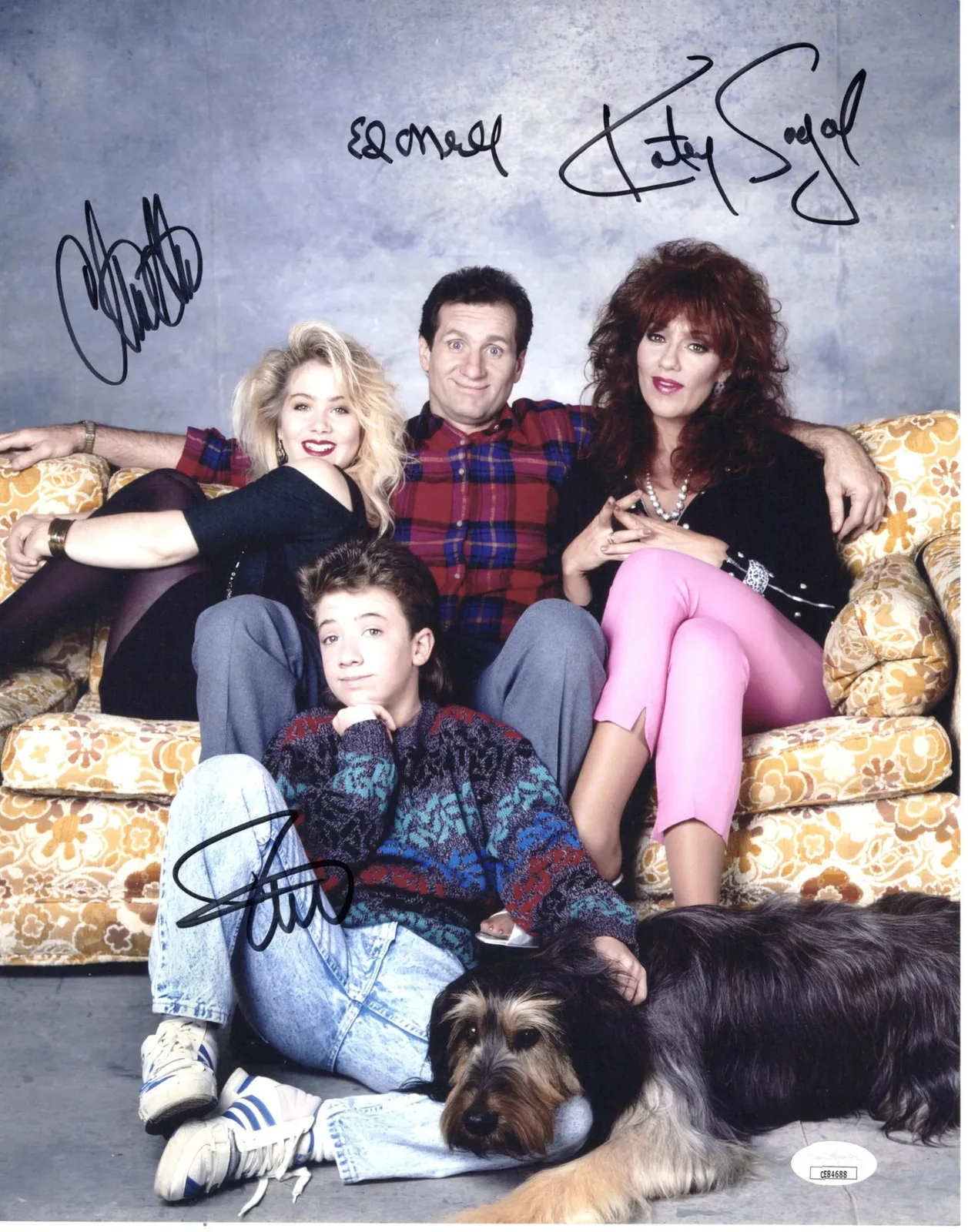 Ed O'Neill, Katey Sagal, Christina Applegate, & David Faustino — Married with Children Cast X4 signed 11x14 Photo Ed O'Neill Katey Sagal JSA