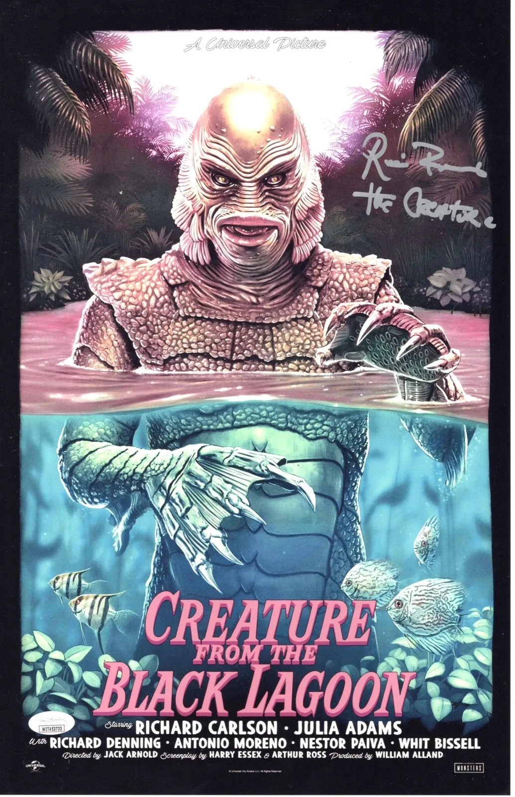 Ricou Browning — Ricou Browning signed 11x17 Poster Gill Man Creature from the Black Lagoon JSA