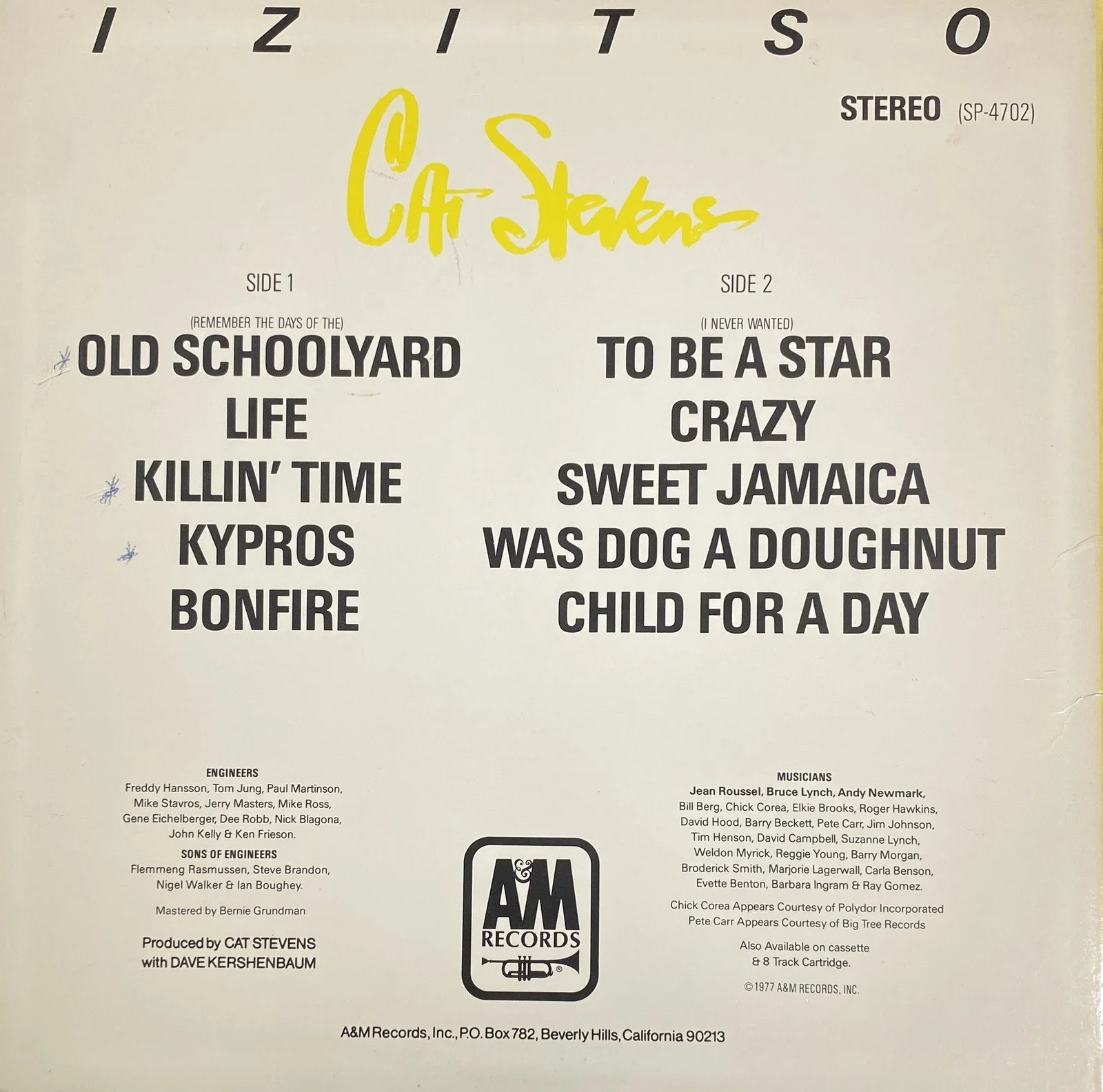 Cat Stevens Signed 'Izitso' LP – PSA, image 2