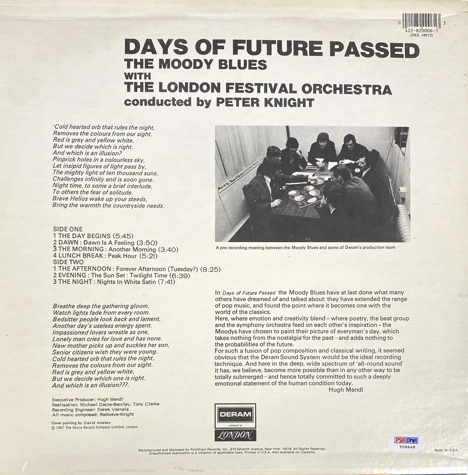 Moody Blues Days of Future Passed LP Signed Hayward, Edge, Thomas, Lodge - PSA, изображение 4
