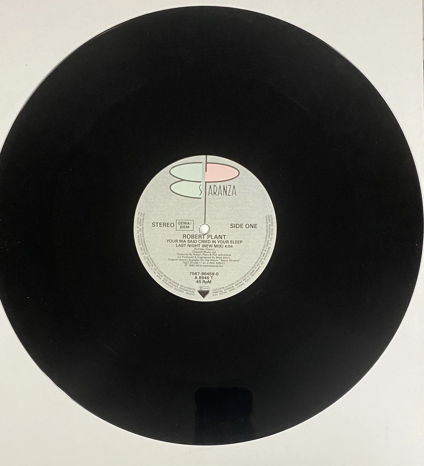 Robert Plant Signed “Your Ma Said You Cried” 12" Single - PSA, image 2