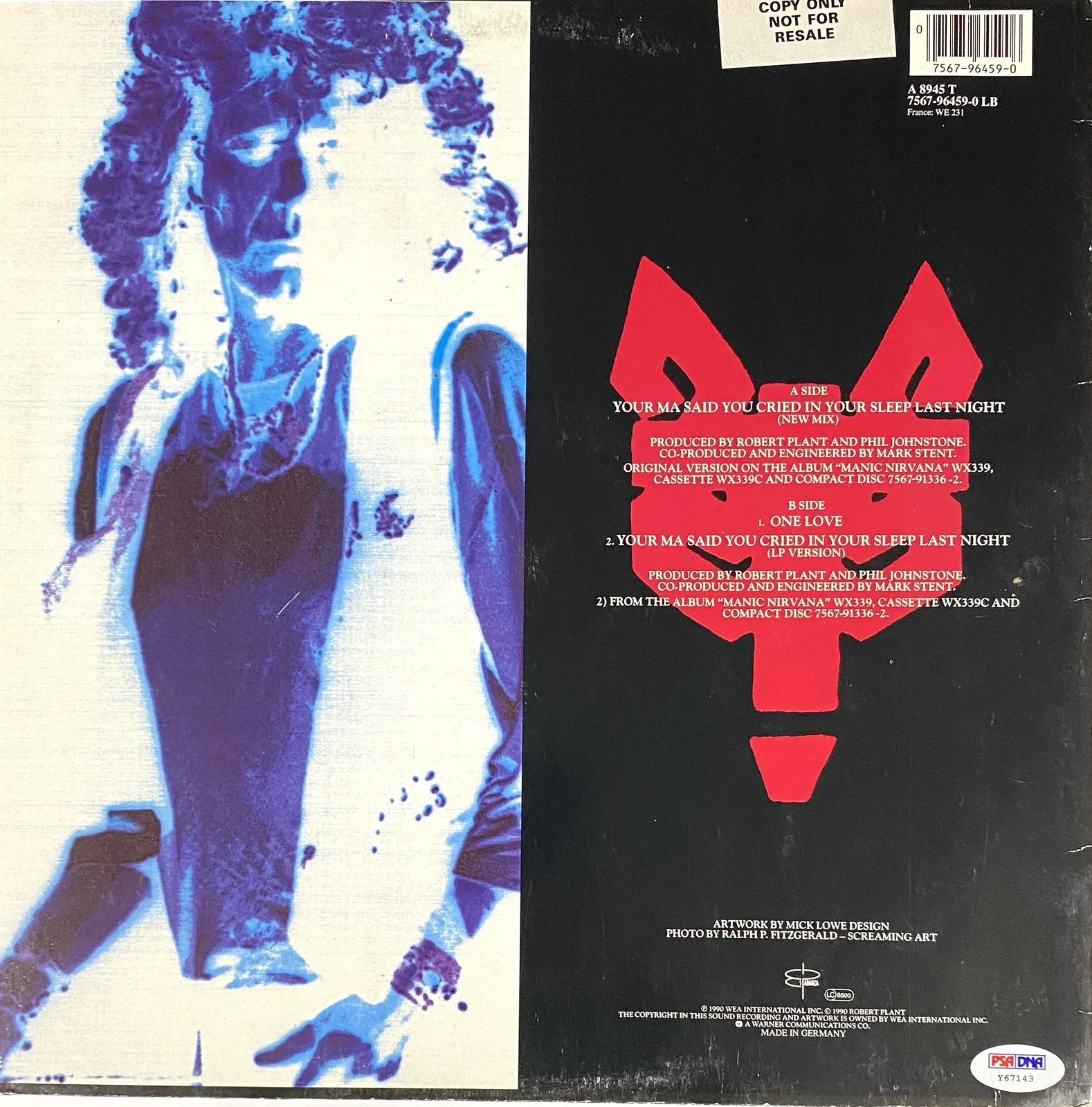 Robert Plant Signed “Your Ma Said You Cried” 12" Single - PSA, image 4
