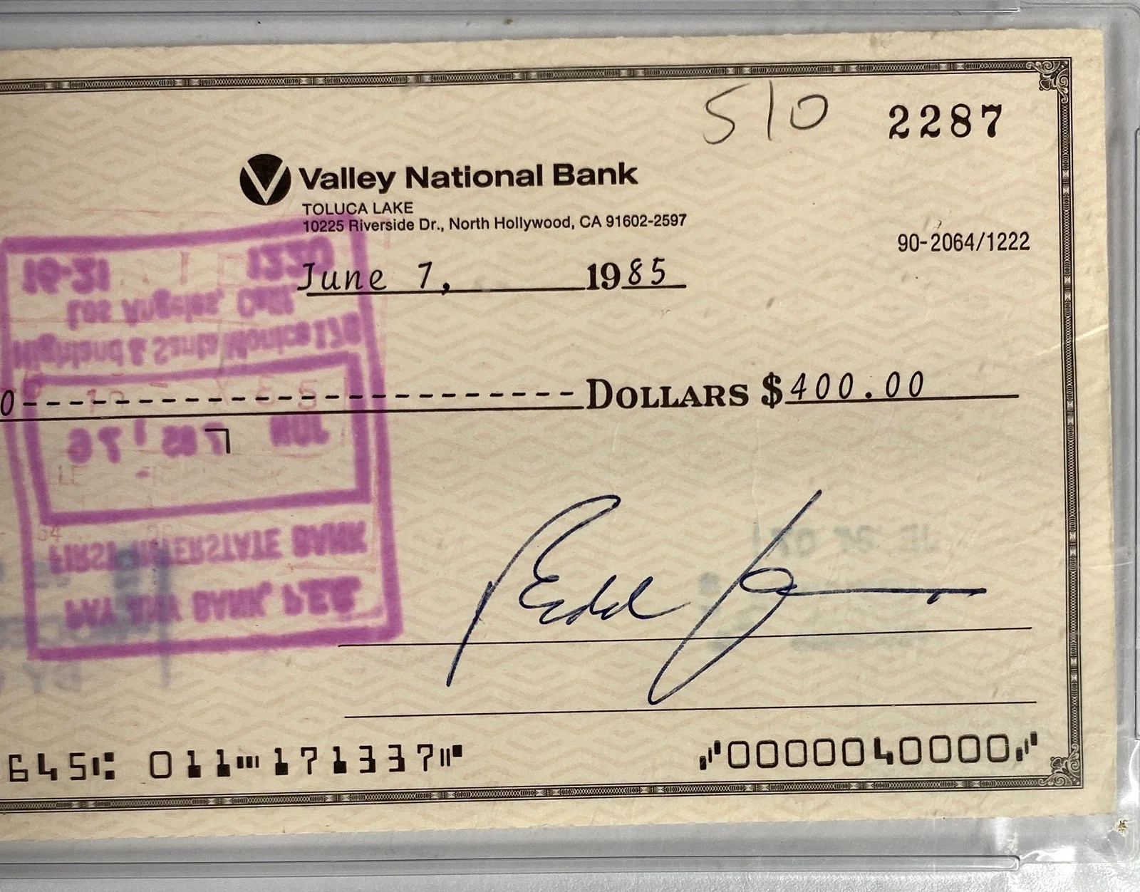 Redd Foxx Signed 1985 Personal Check - PSA, изображение 2