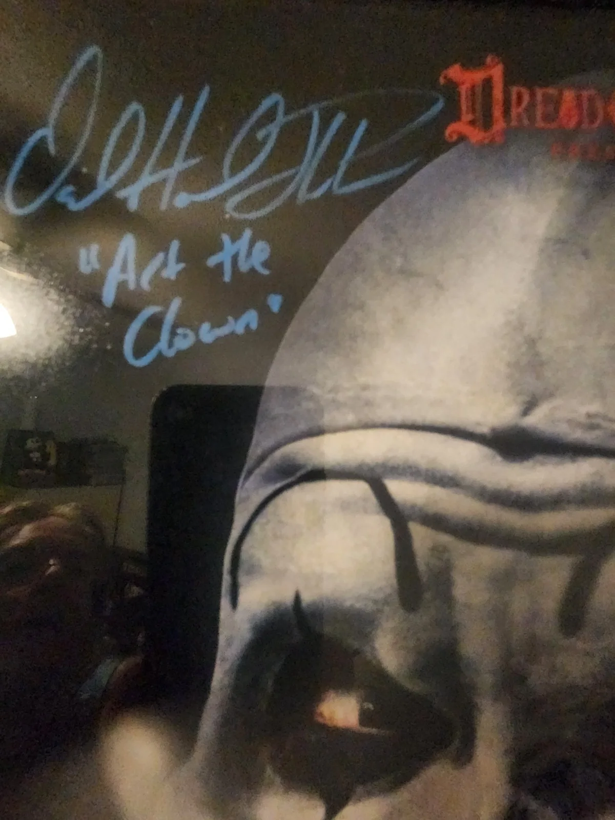 Terrifier Signed By David Howard Thornton Art The Clown In A Glass Frame., image 2