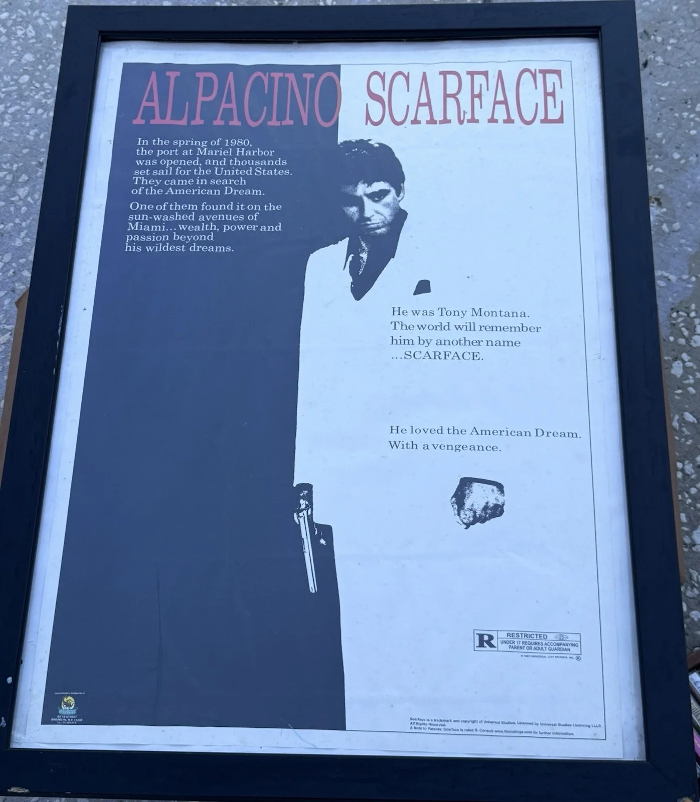 27 X 39 Al Pacino Scarface Movie Poster Frame Not Included, изображение 2