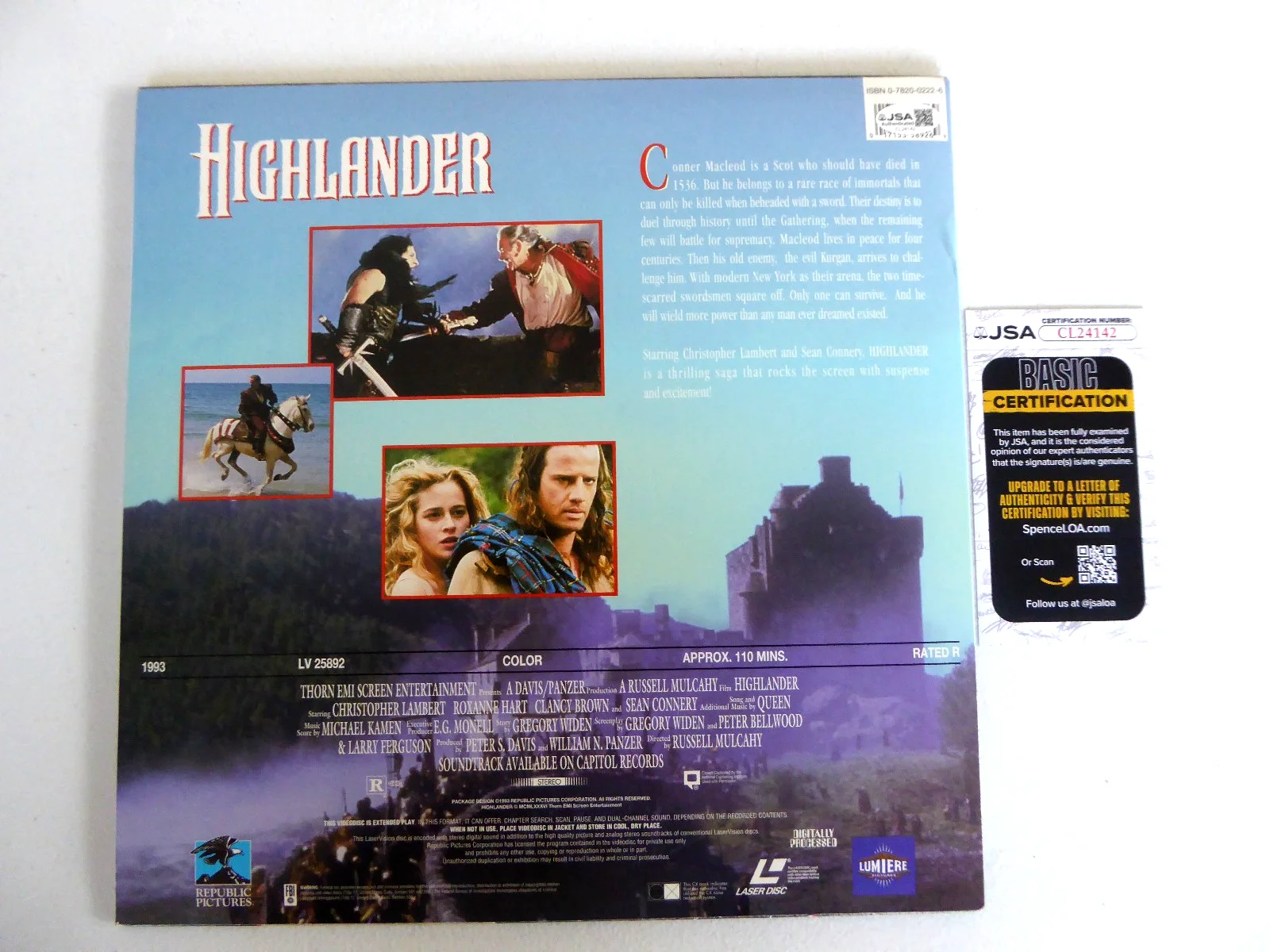 Christopher Lambert Signed Highlander Laserdisc Auto, Connor MacLeod, JSA COA, изображение 4