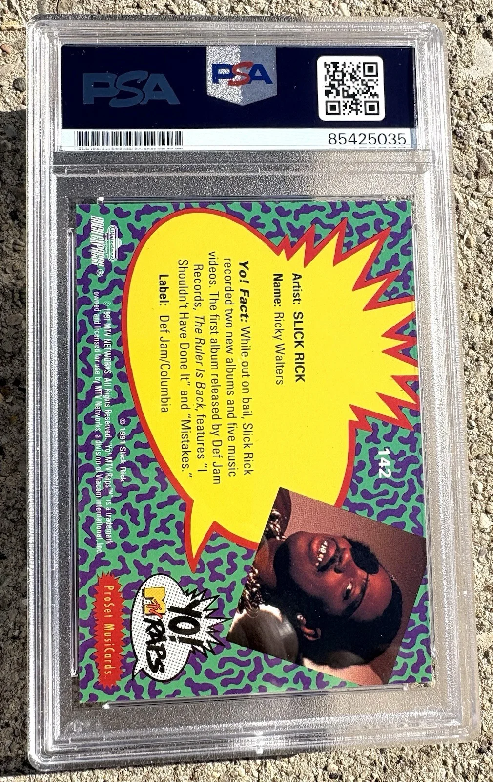SLICK RICK Yo MTV Raps SIGNED Card PSA/DNA Authentic Auto Slabbed 142, image 2