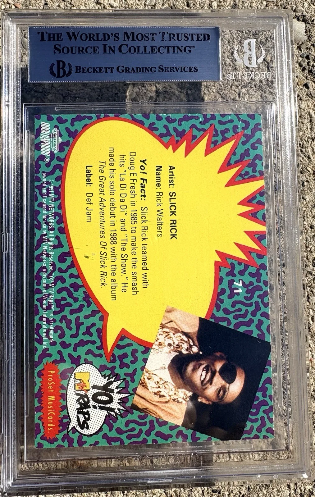 SLICK RICK Yo MTV Raps SIGNED Card BECKETT Authentic Auto Slabbed #71, image 2