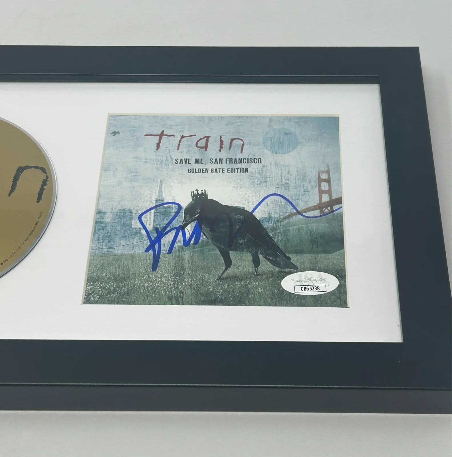 Pat Monahan signed Train Save Me, San Francisco Framed CD Cover JSA COA, image 2