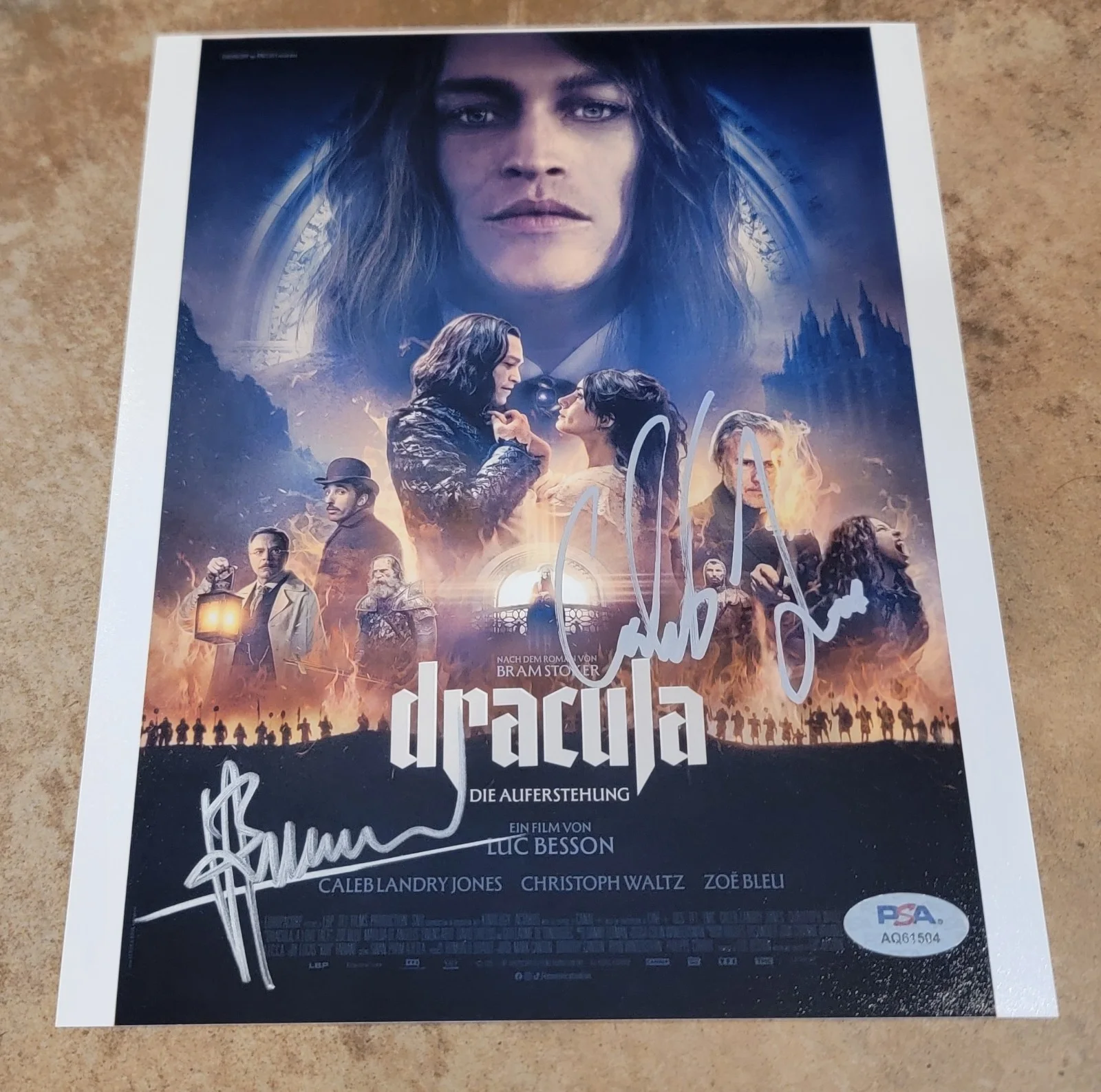 Caleb Landry Jones, Luc Besson — Caleb Landry Jones & Luc Besson signed 8x10 photo autograph PSA DNA cast Dracula