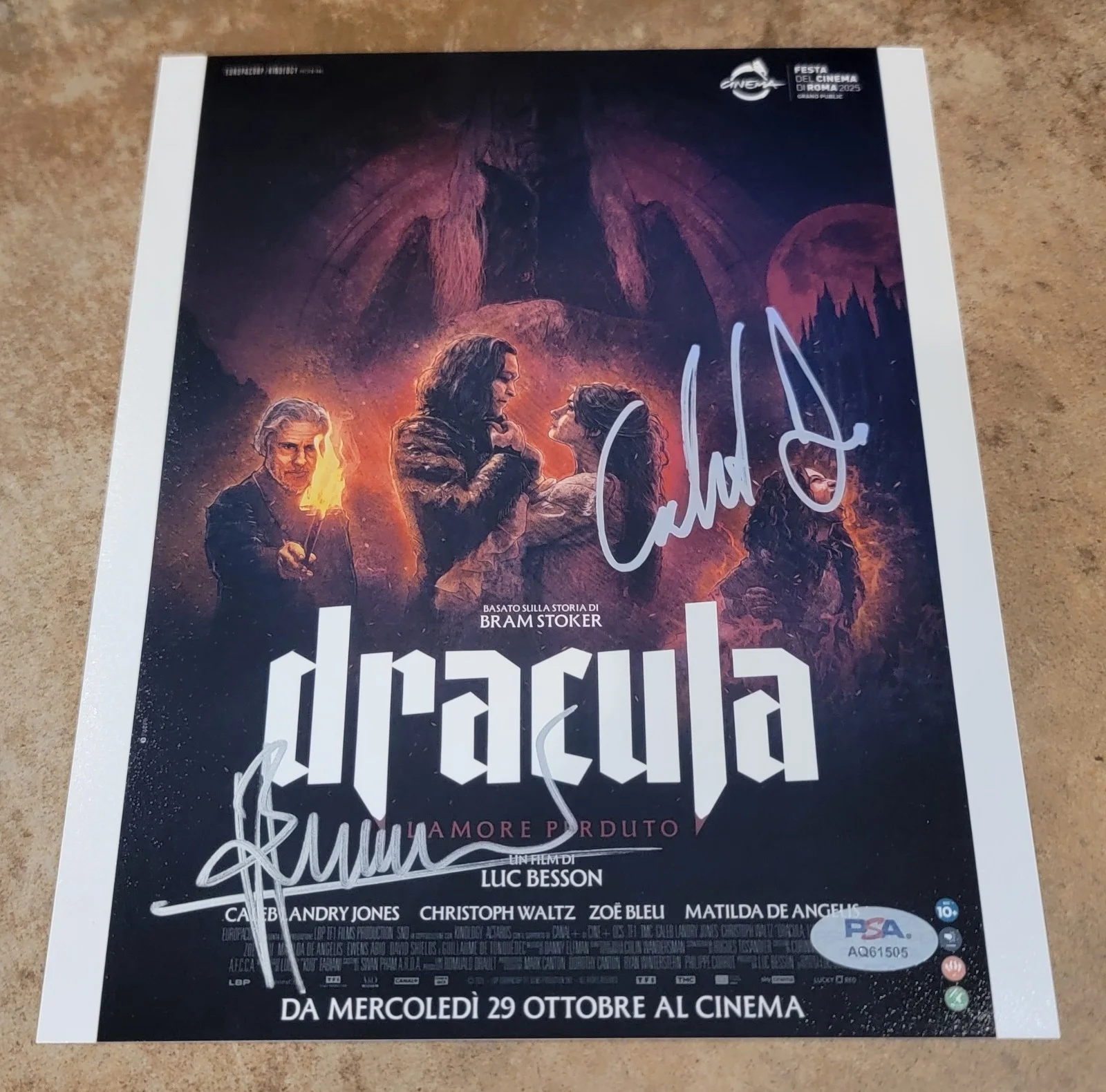 Caleb Landry Jones, Luc Besson — Caleb Landry Jones Luc Besson signed 8x10 photo autograph PSA DNA cast Dracula