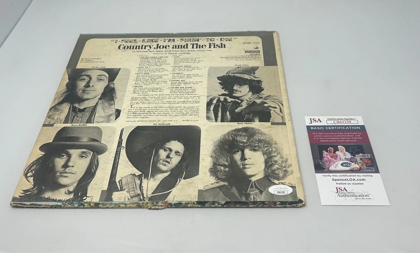 Country Joe McDonald signed I Feel Like I'm Fixin To Die Album JSA COA, изображение 2