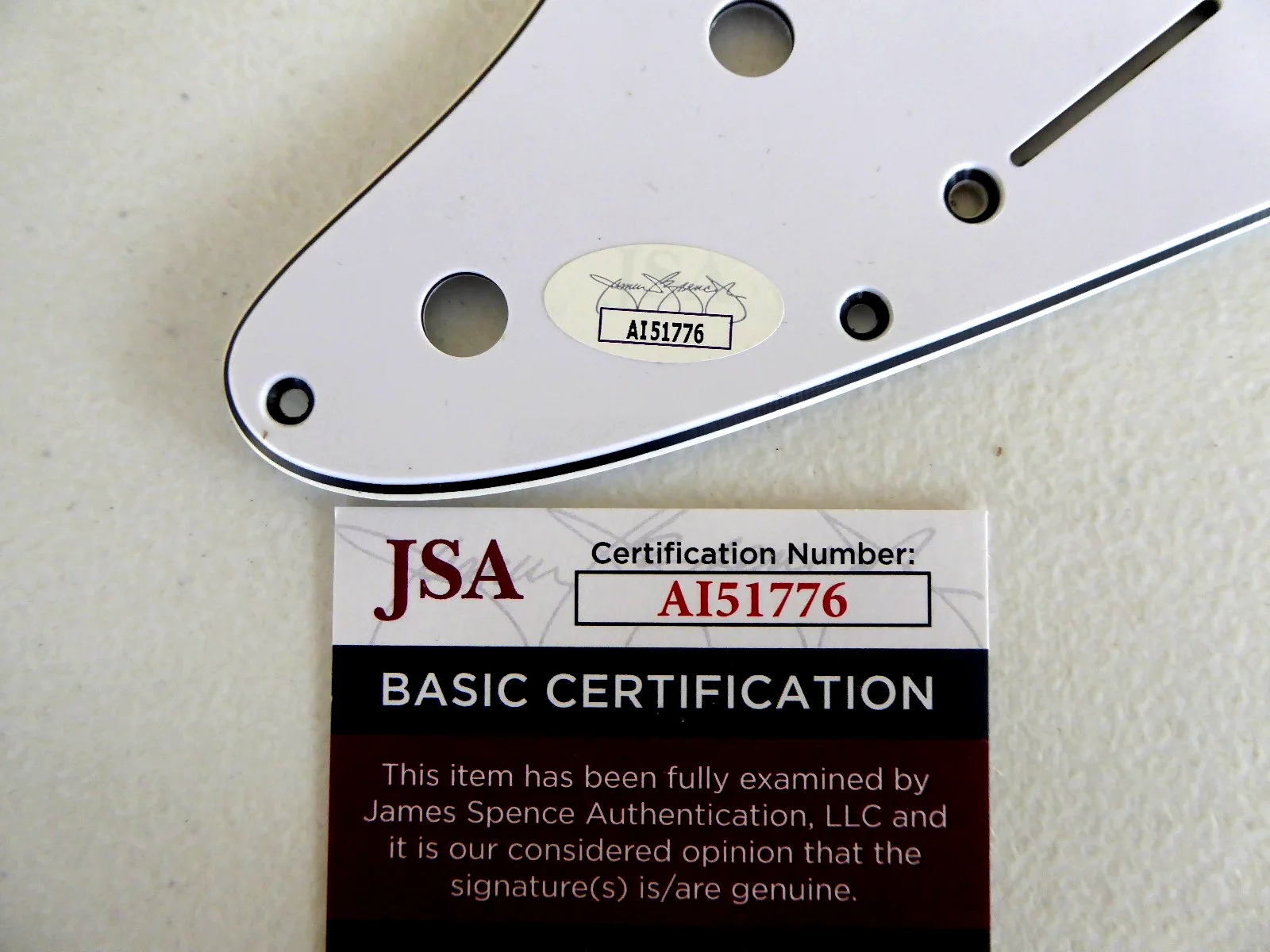 James O'Barr Signed White Electric Guitar Pick Guard, The Crow, Sketch, JSA COA, изображение 3